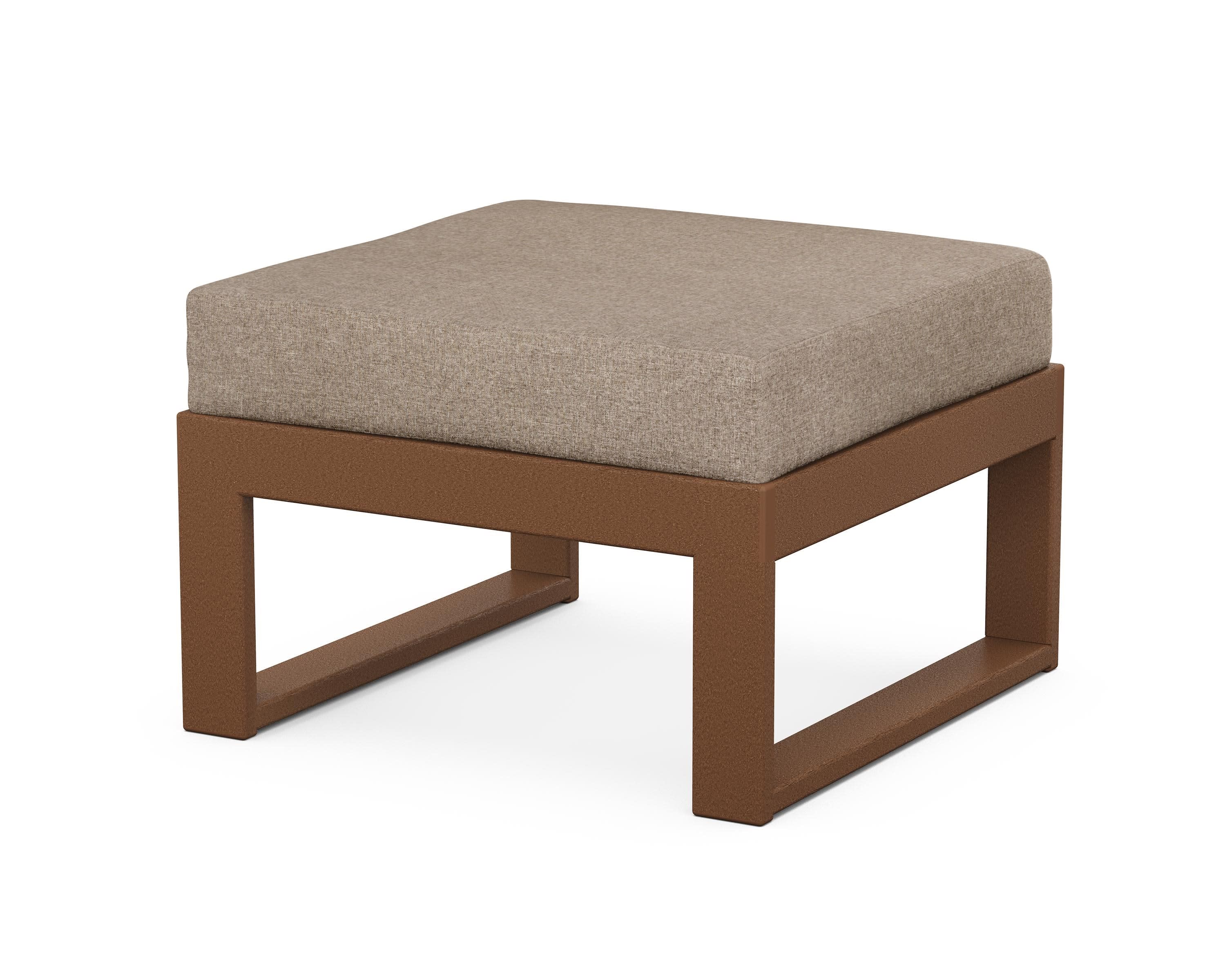 Modular Ottoman - Modern in Teak / Spiced Burlap