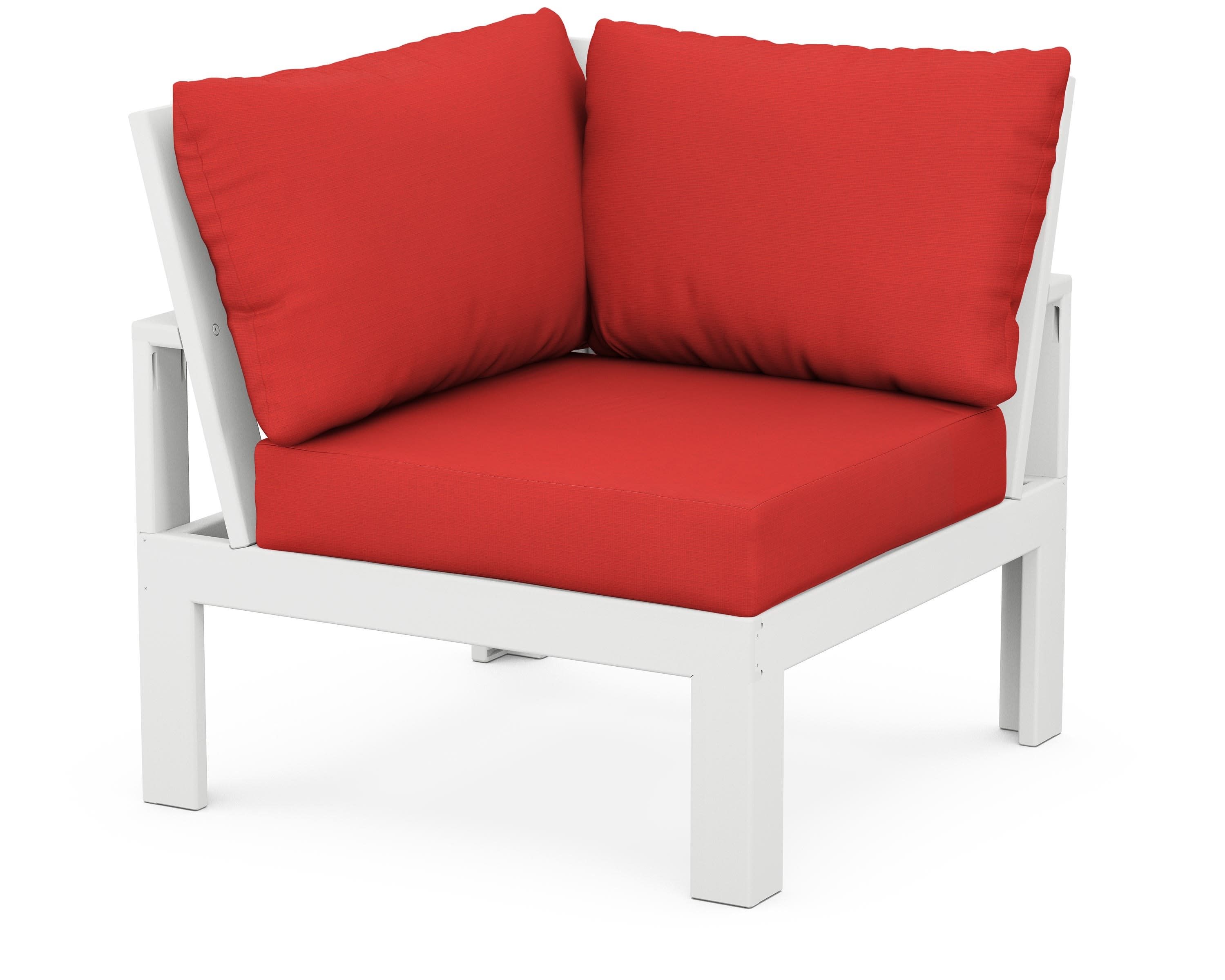 Modular Corner Chair in White / Crimson Linen