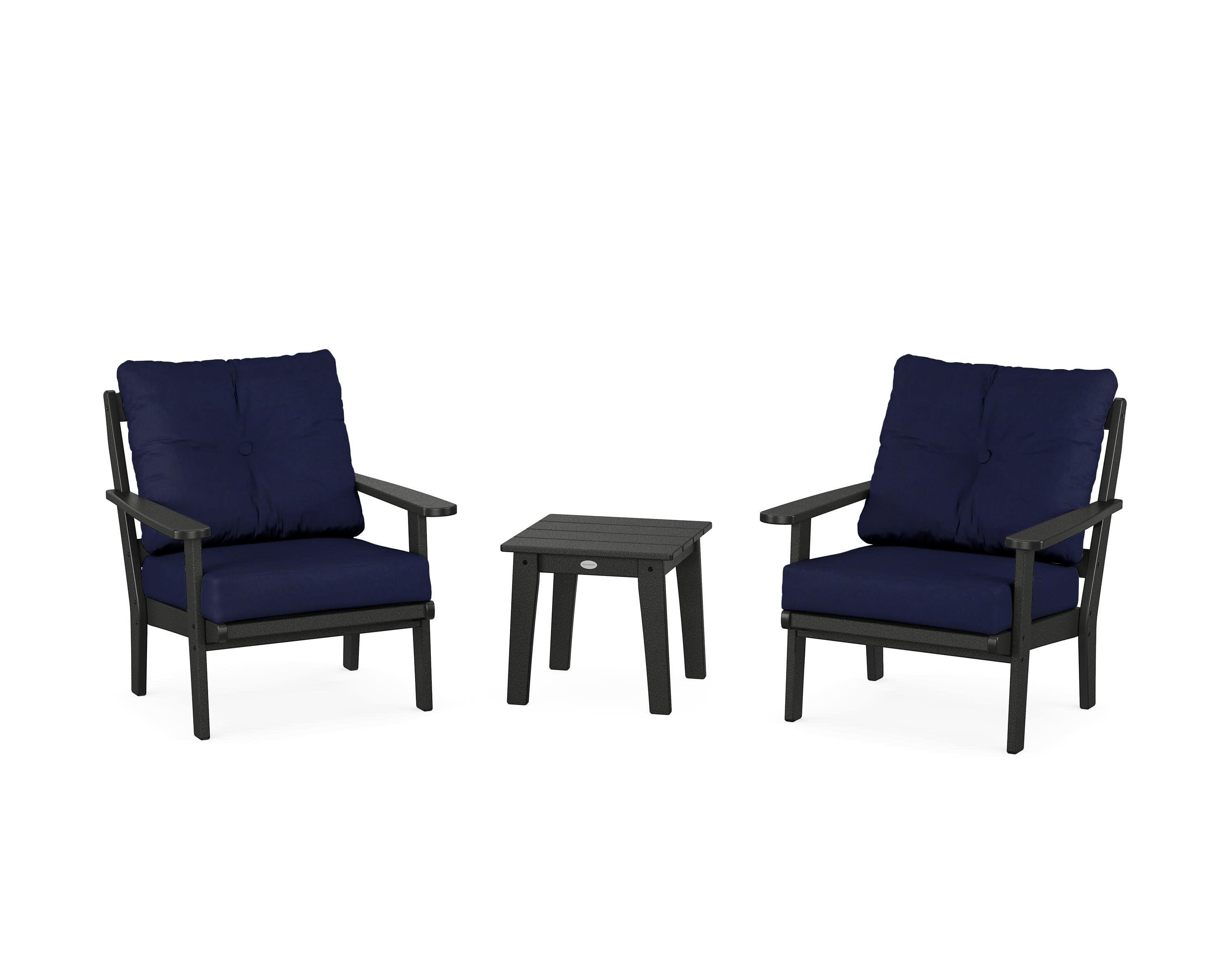 Mission 3-Piece Deep Seating Set in Black / Navy