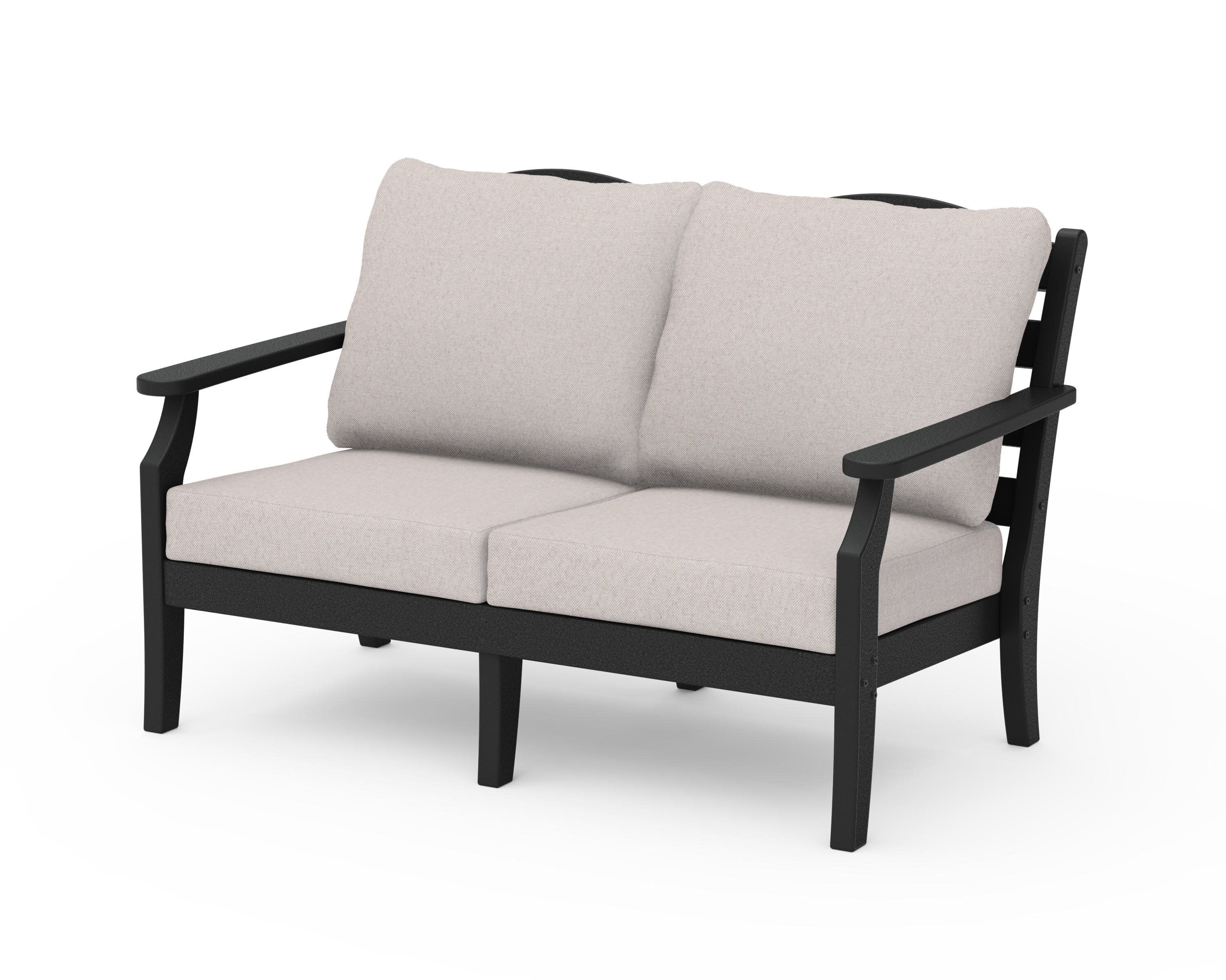 Savannah Deep Seating Loveseat in Black / Dune Burlap