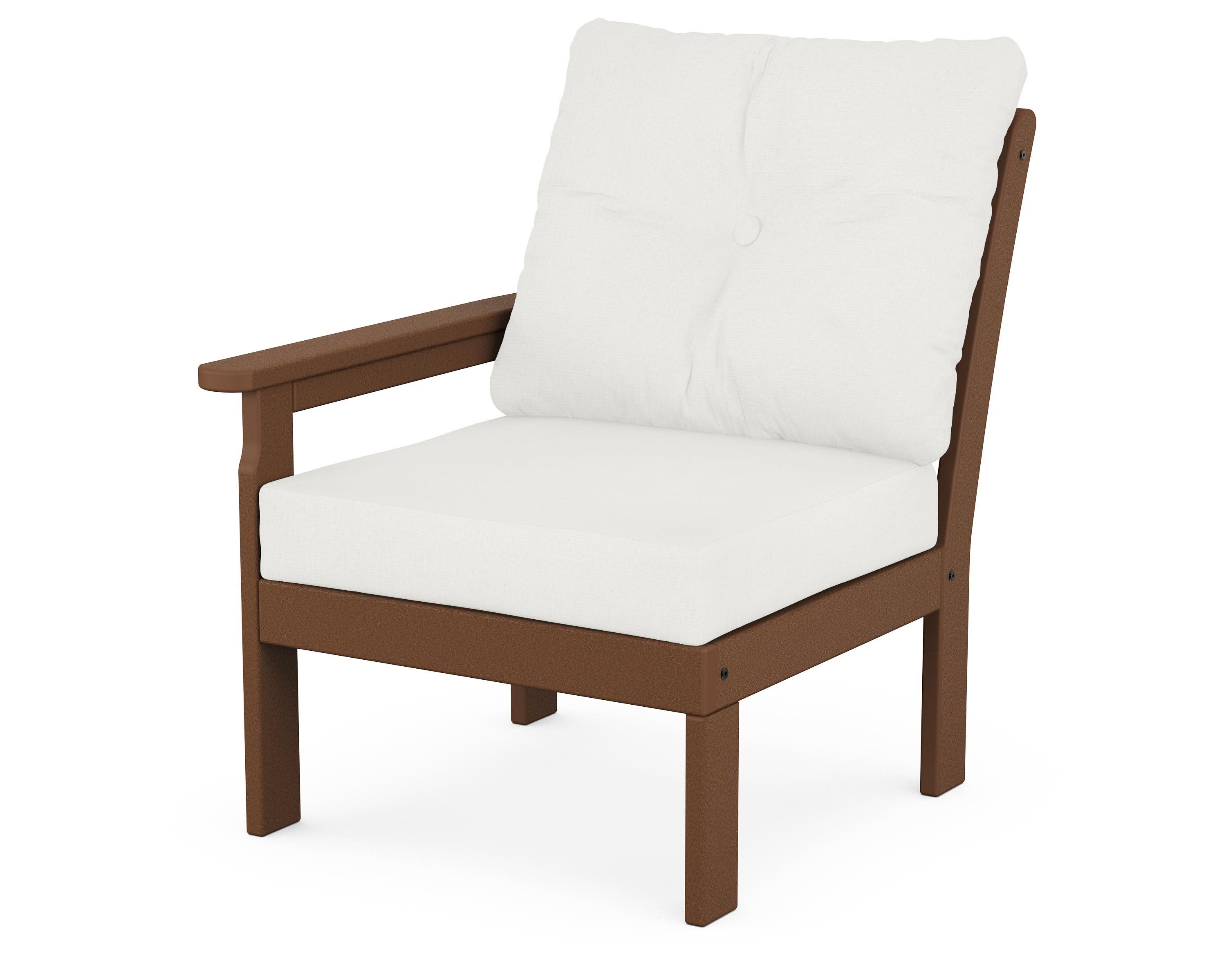 Vineyard Modular Left Arm Chair in Teak / Natural Linen