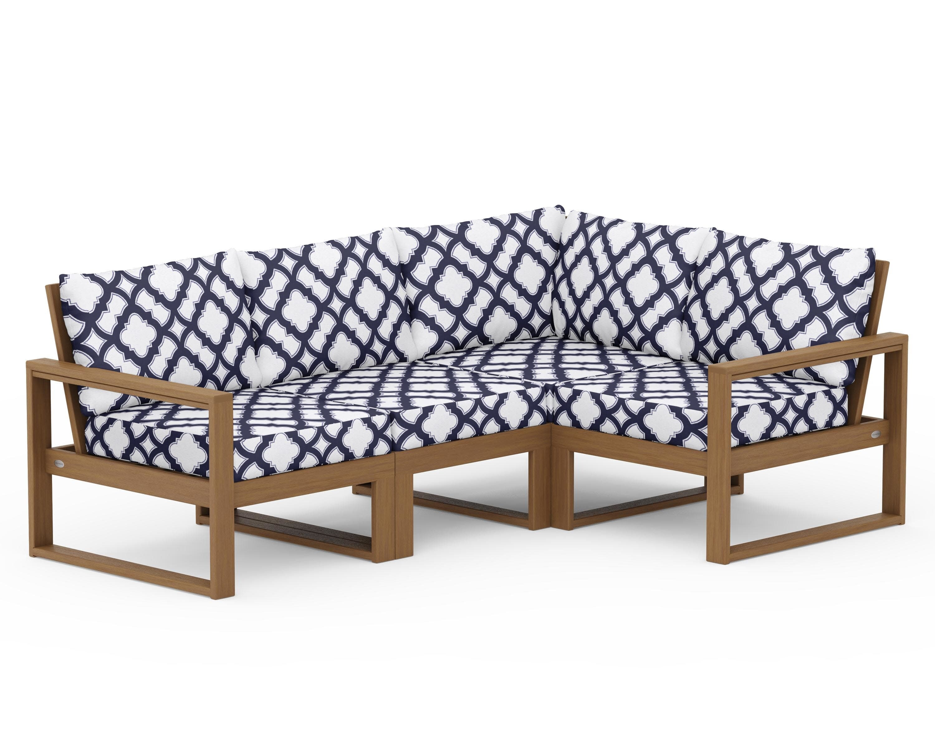 EDGE 4-Piece Modular Deep Seating Set in Natural / Trellis Navy