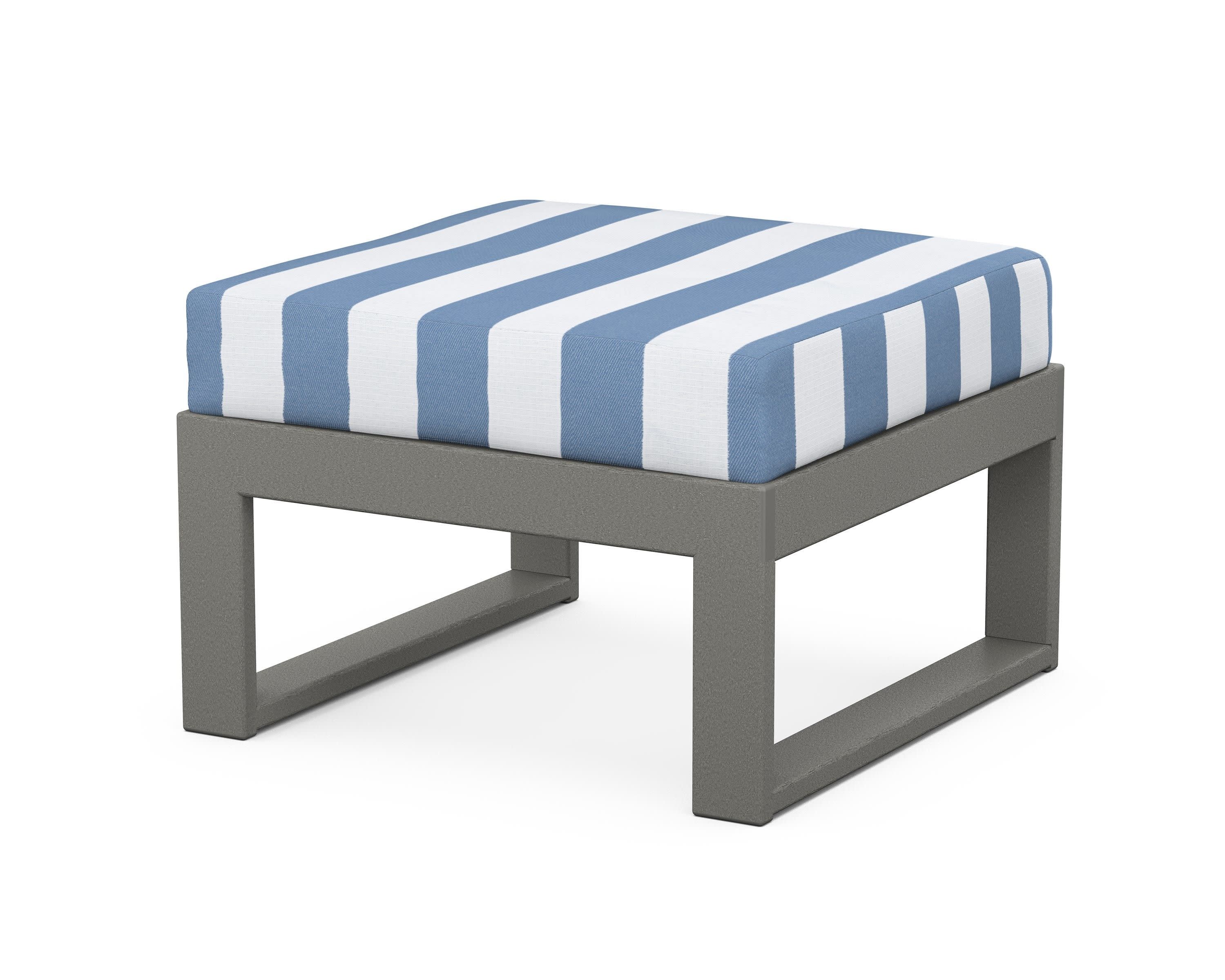 Modular Ottoman - Modern in Slate Grey / Cabana Stripe Sky Blue
