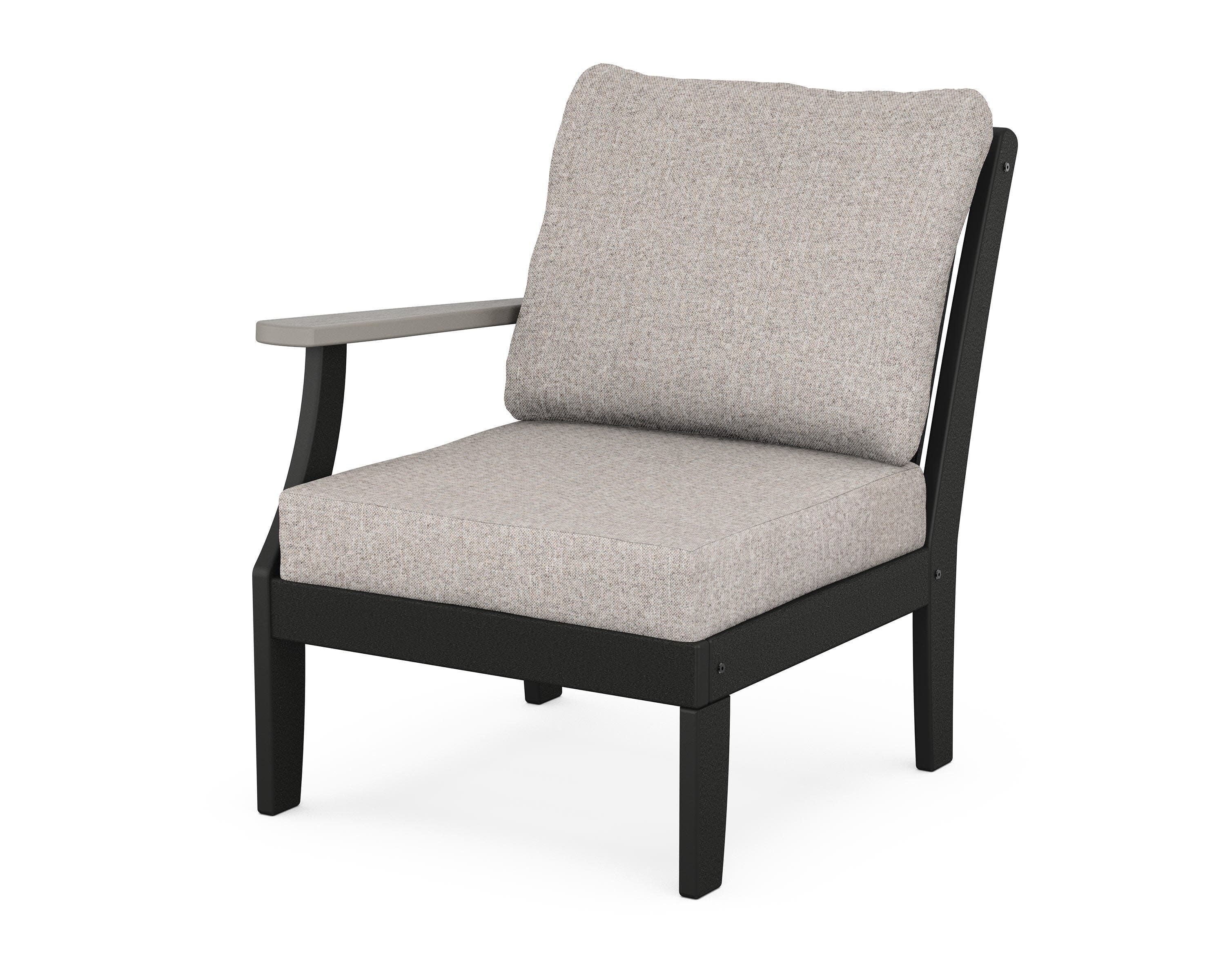 Braxton Modular Left Arm Chair in Black / Driftwood / Weathered Tweed