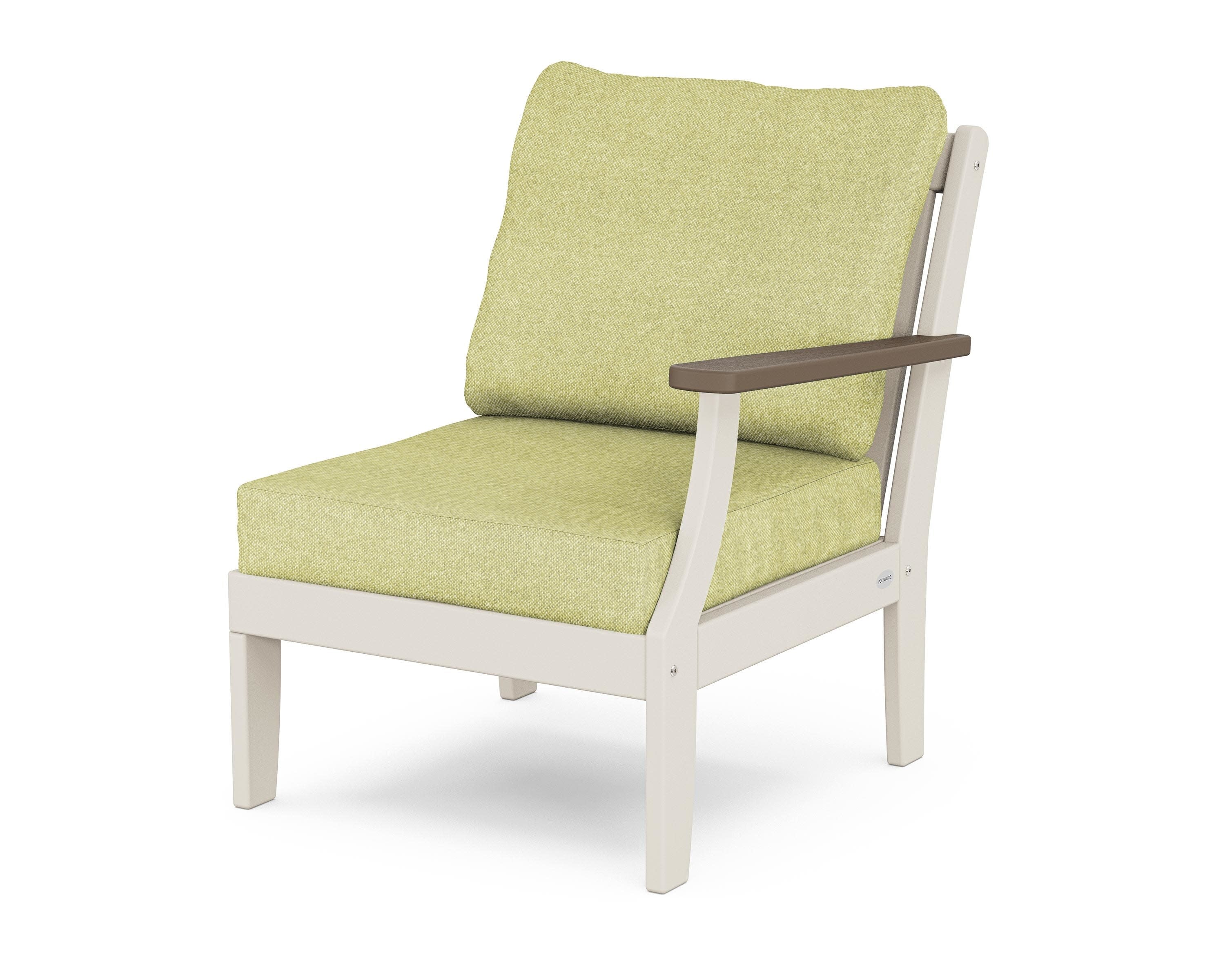 Braxton Modular Right Arm Chair in Sand / Kona / Chartreuse Boucle