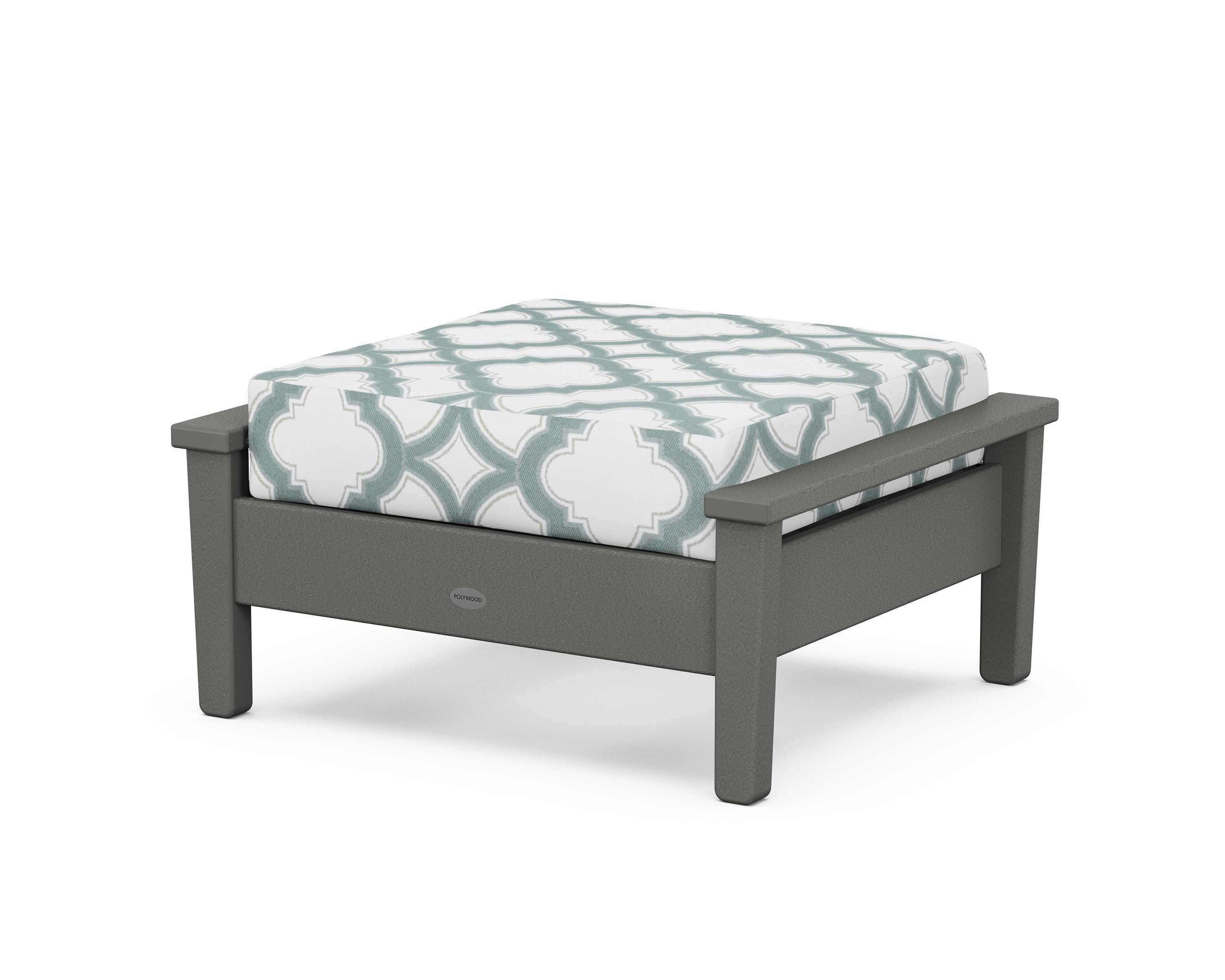 Prescott Deep Seating Ottoman in Slate Grey / Trellis Glacier Spa