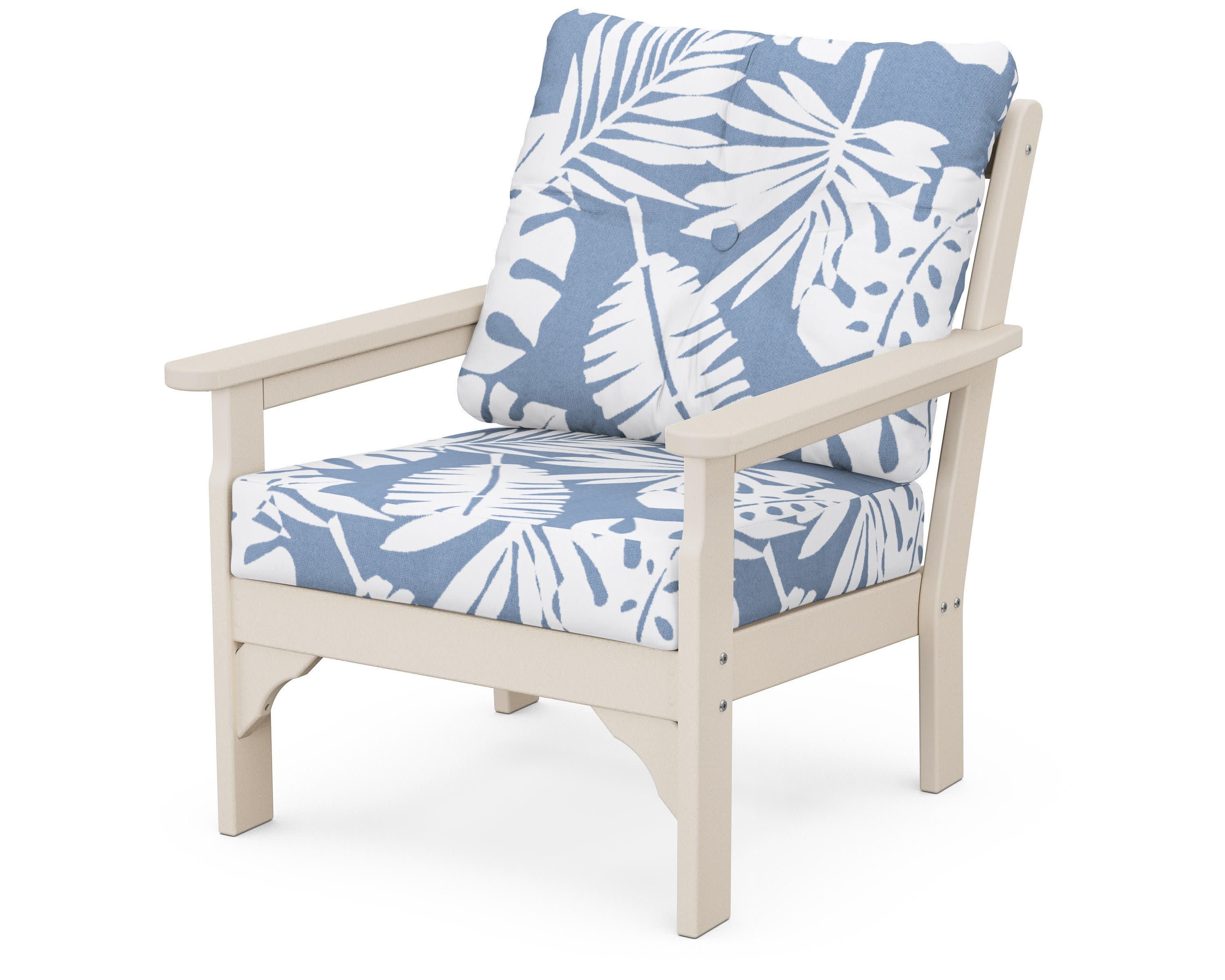 Vineyard Deep Seating Chair in Sand / Leaf Sky Blue