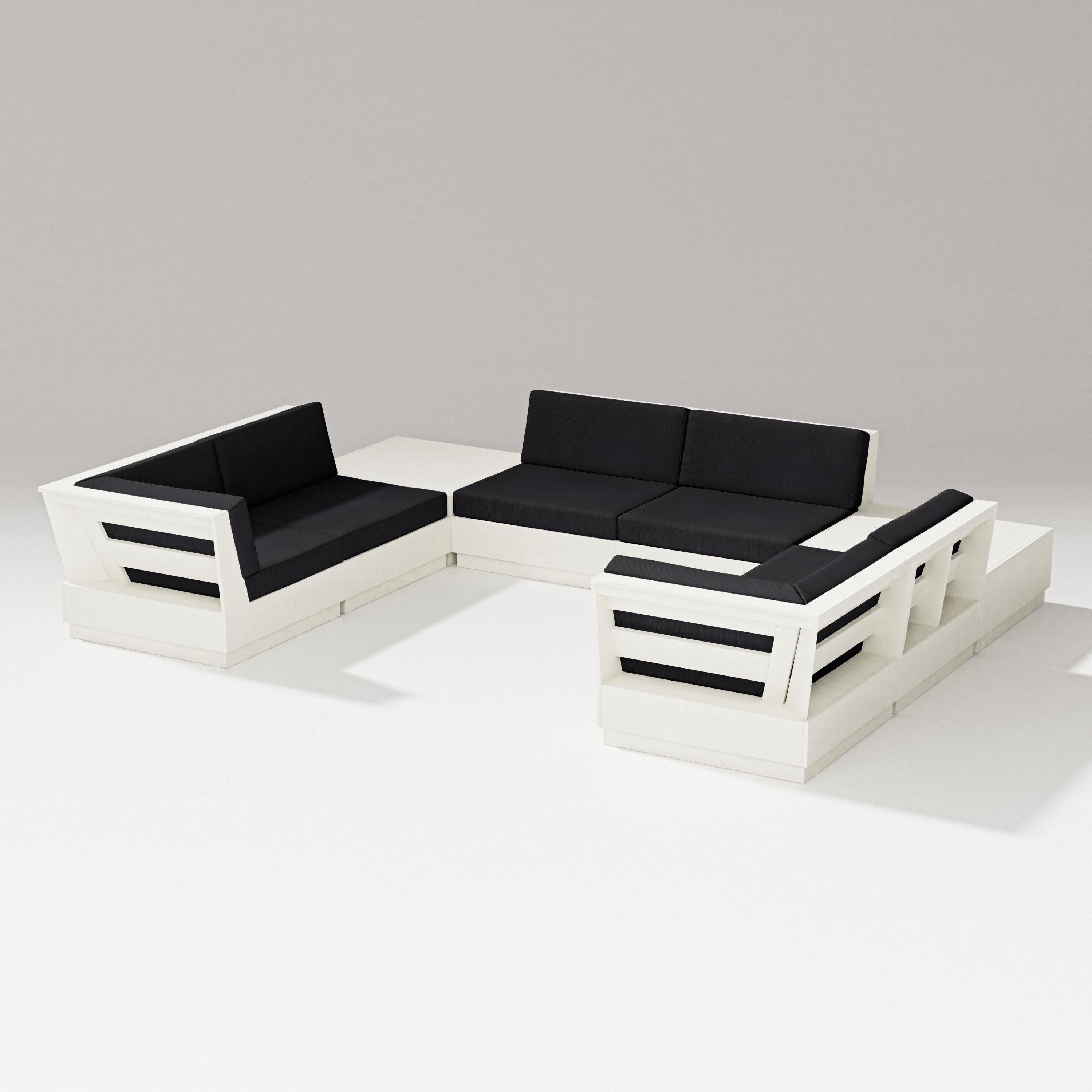 Elevate 8-Piece U-Shaped Sectional in Vintage White / Midnight Linen