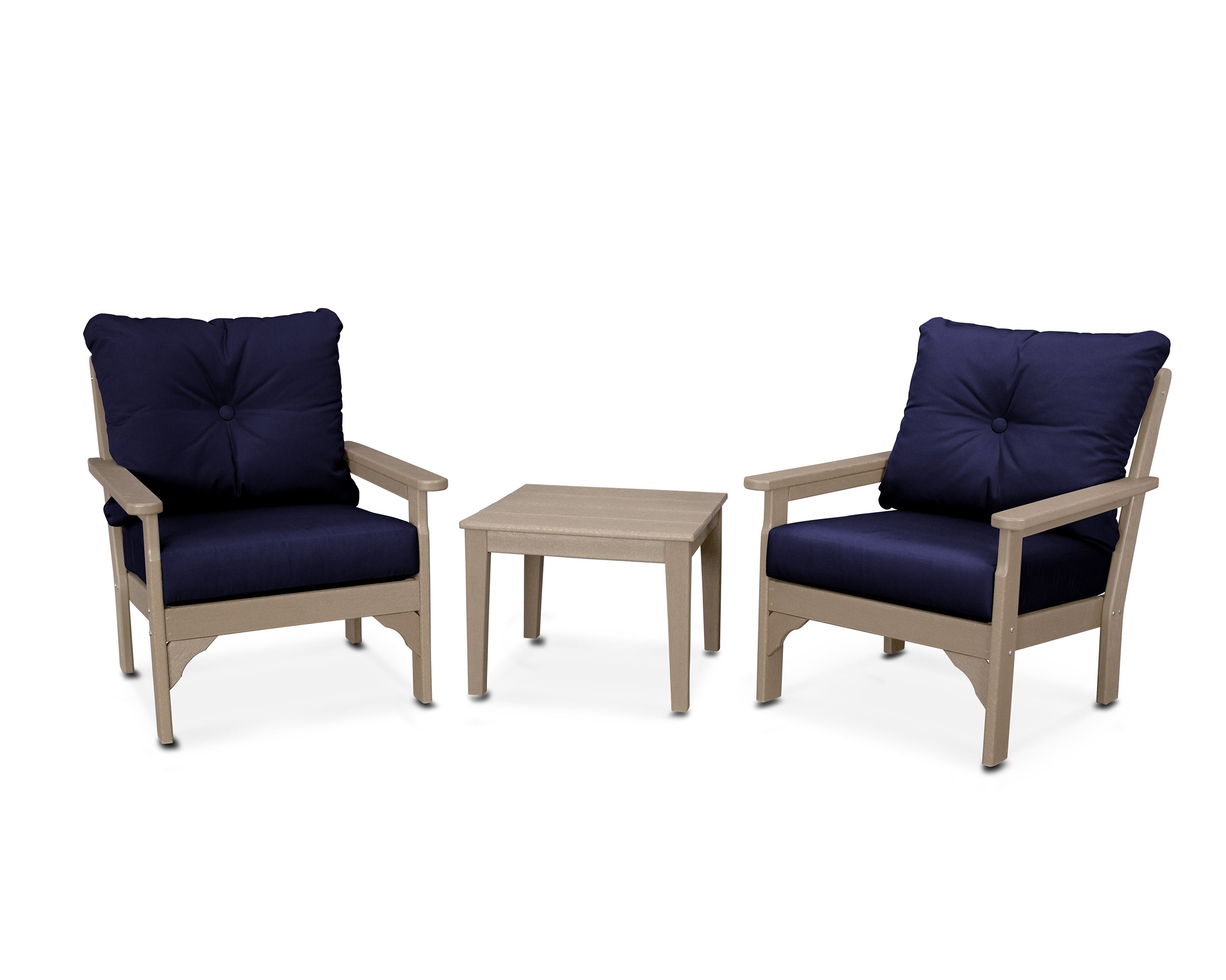 Vineyard 3-Piece Deep Seating Set in Vintage Sahara / Navy