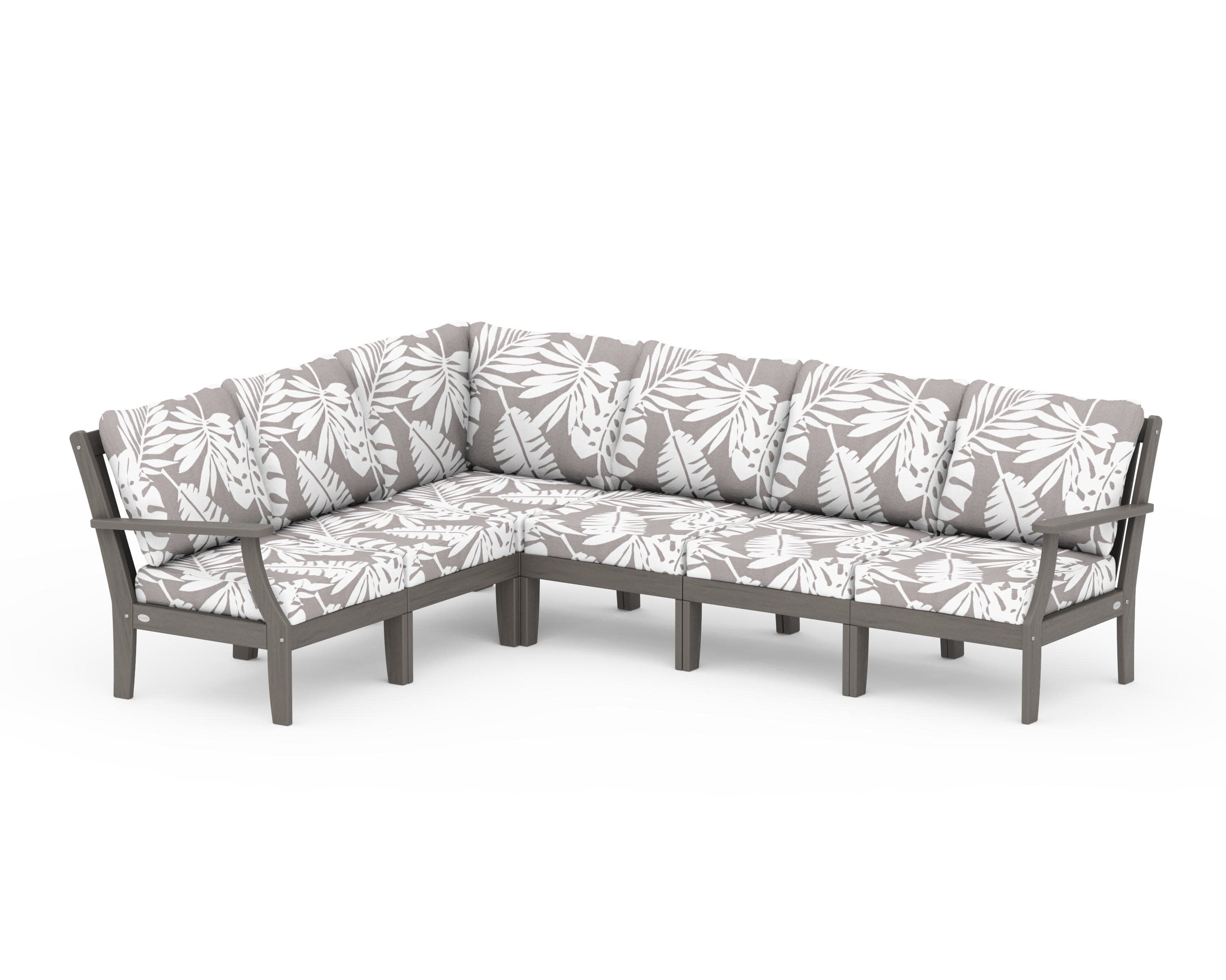 Braxton Modular 6-Piece Deep Seating Set in Driftwood / Leaf Grey Mist