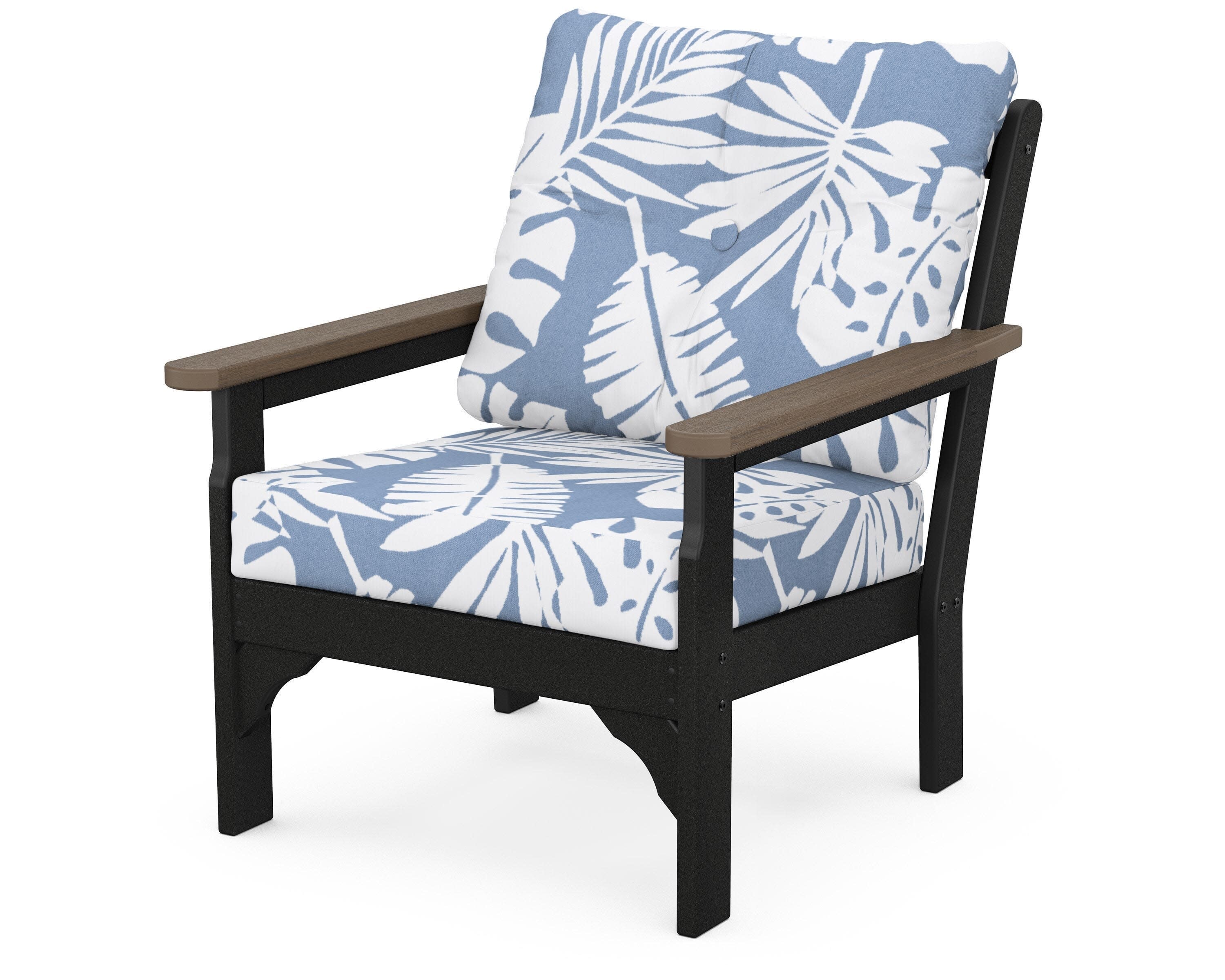 Vineyard Deep Seating Chair in White / Kona / Leaf Sky Blue