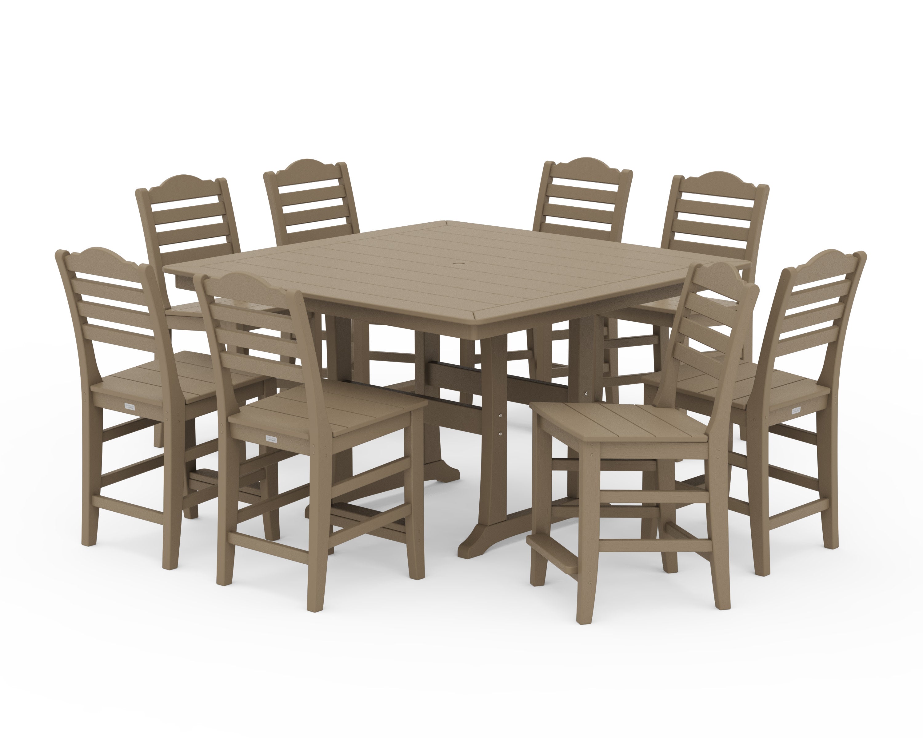 Savannah Side Chair 9-Piece Square Counter Set with Trestle Legs in Vintage Sahara