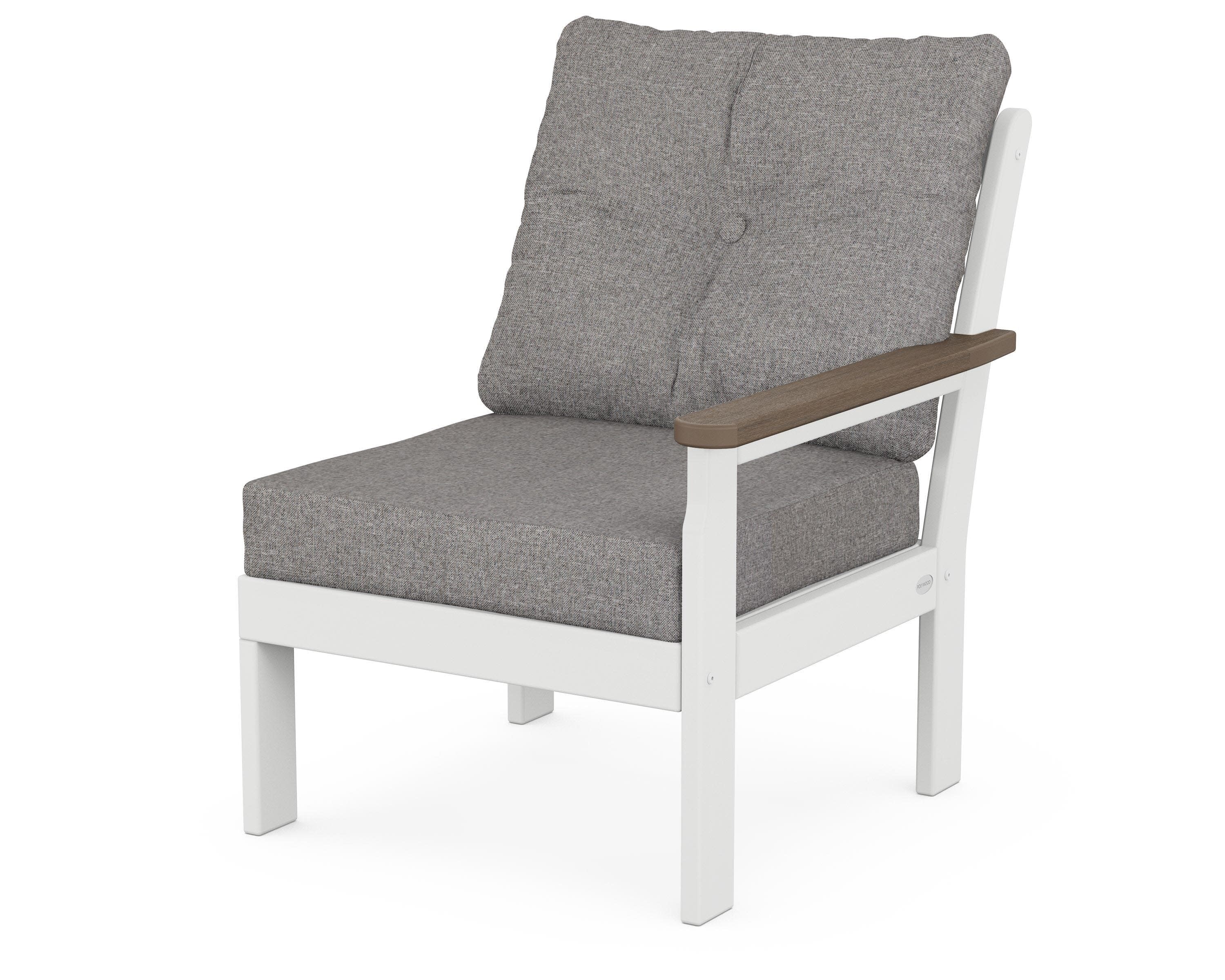 Vineyard Modular Right Arm Chair in White / Kona / Grey Mist