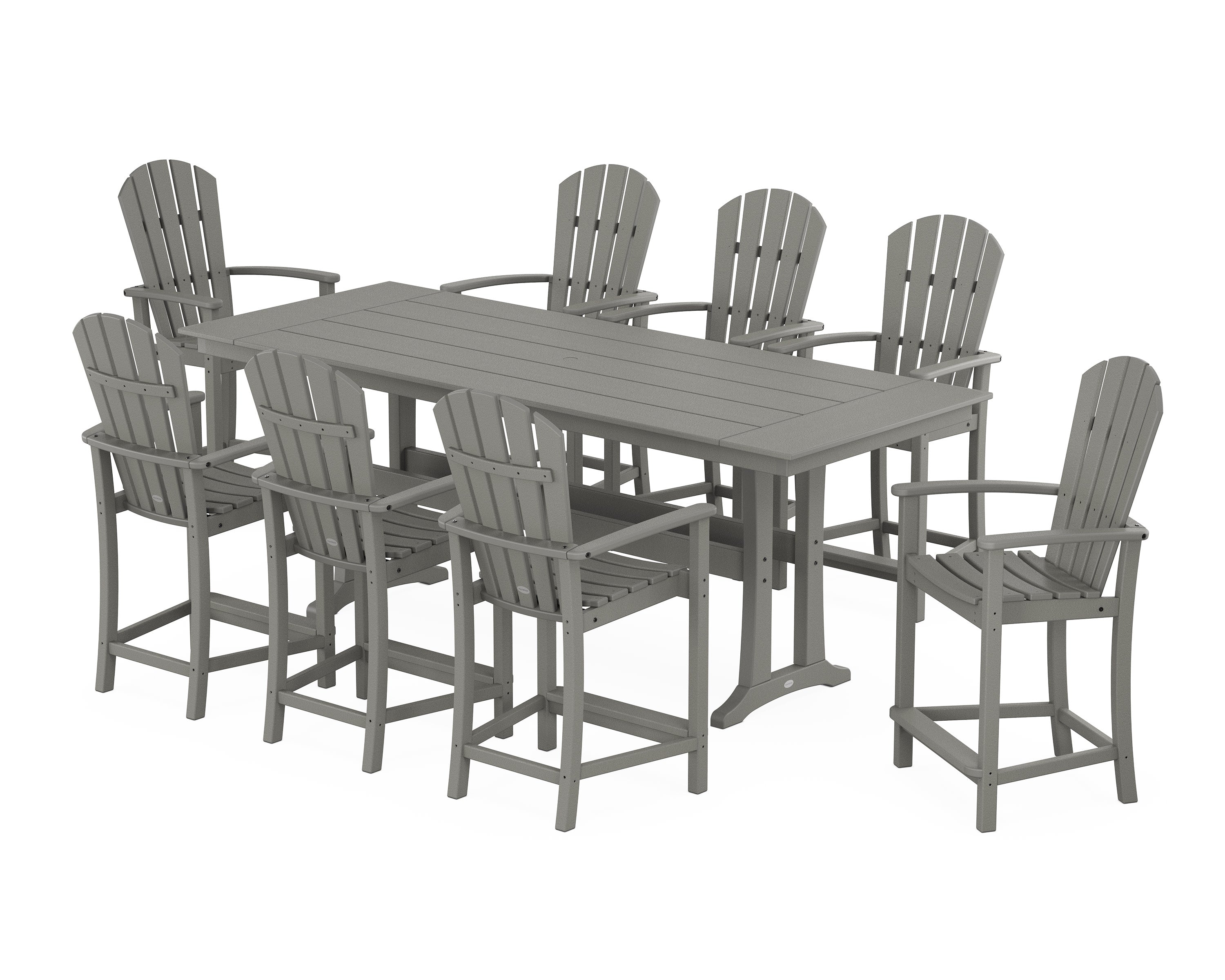 Palm Coast 9-Piece Farmhouse Counter Set with Trestle Legs in Slate Grey