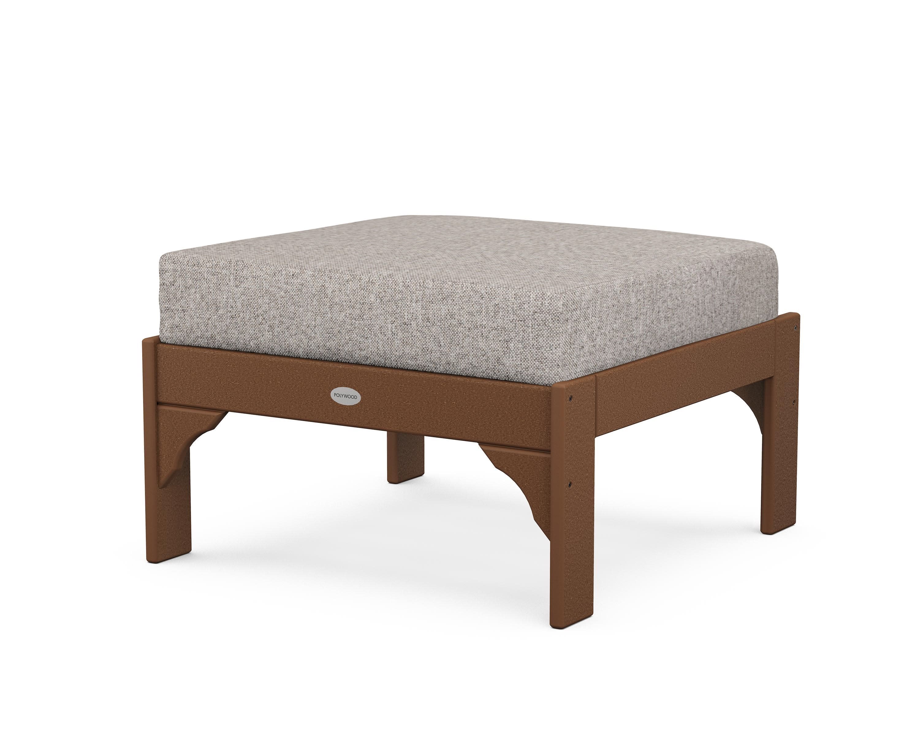 Vineyard Deep Seating Ottoman in Teak / Weathered Tweed