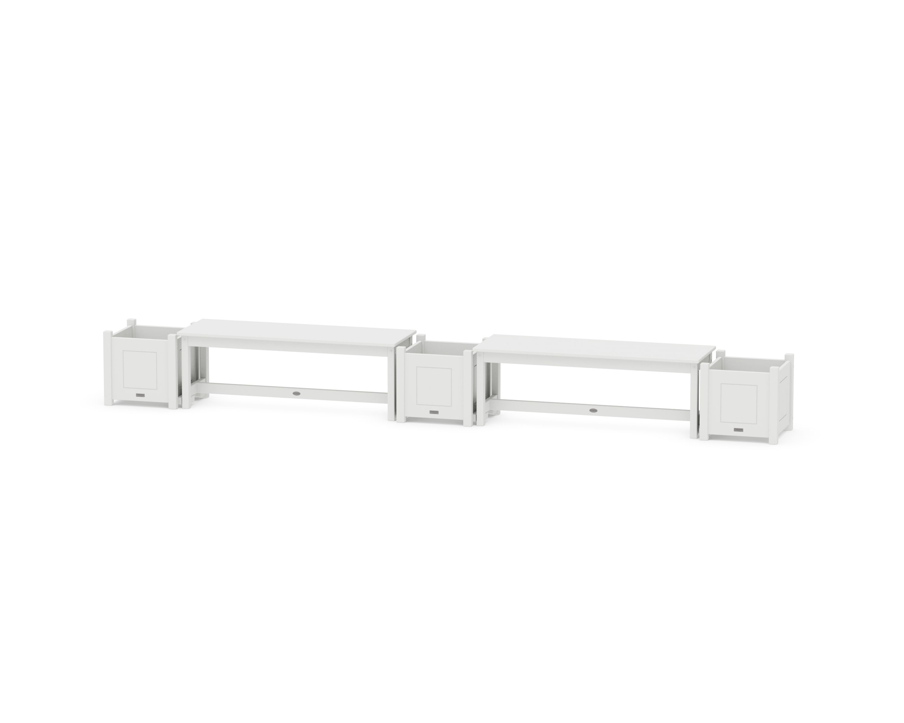 48" Country Living Straight Double Planter Bench Set in White