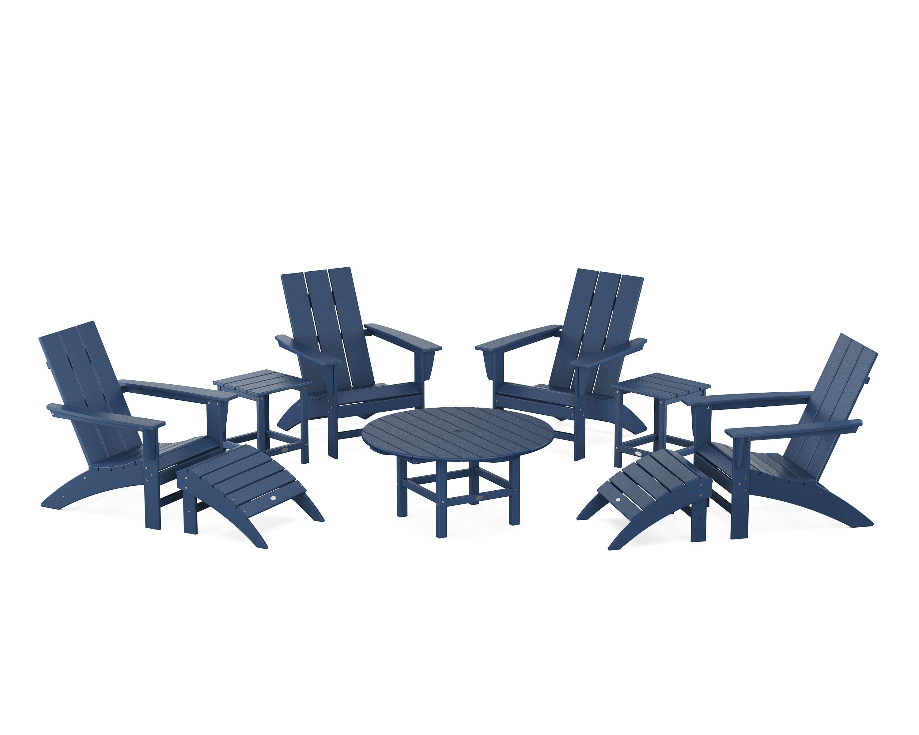 Modern Adirondack Chair 9-Piece Conversation Set in Navy