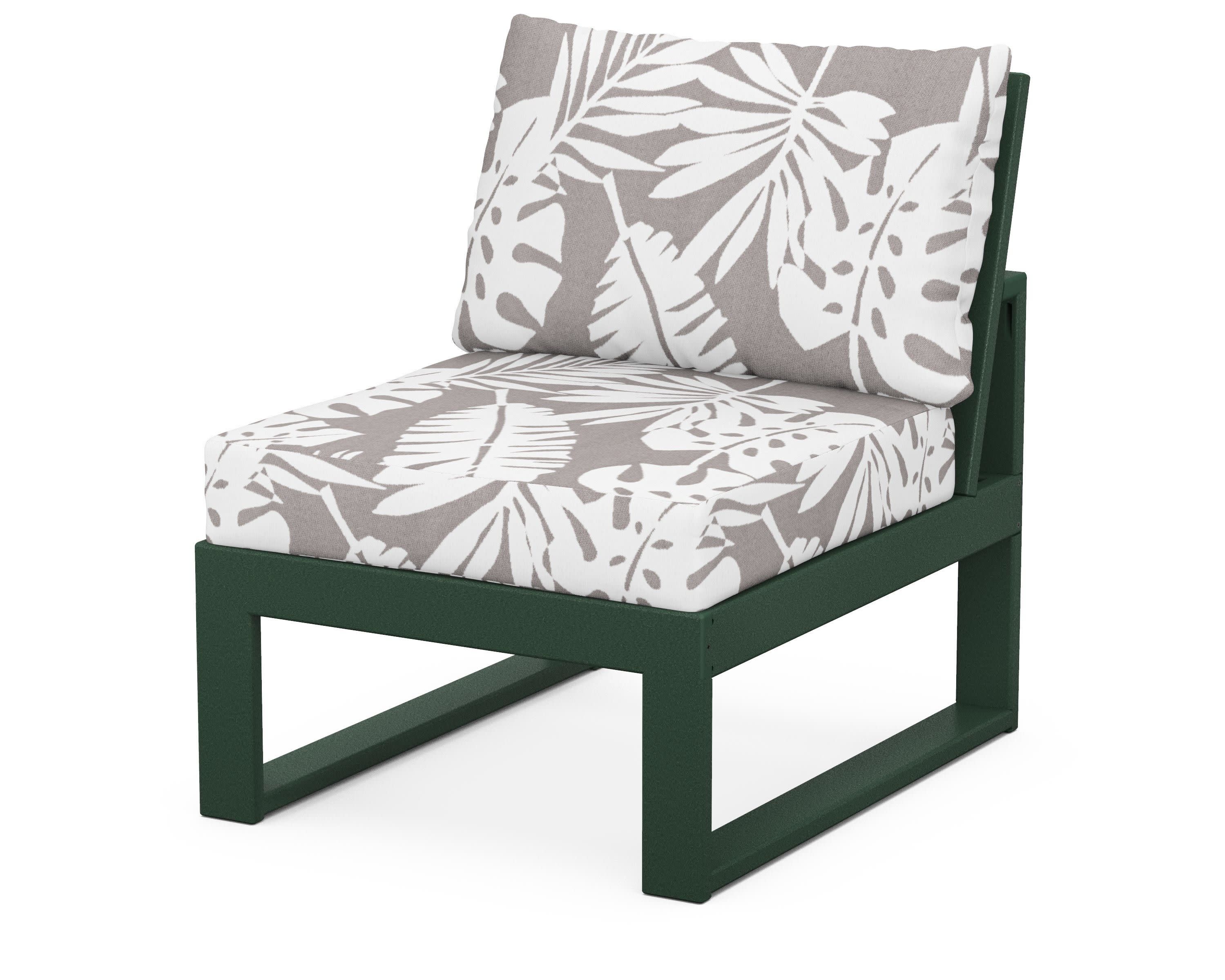 Modular Armless Chair in Green / Leaf Grey Mist
