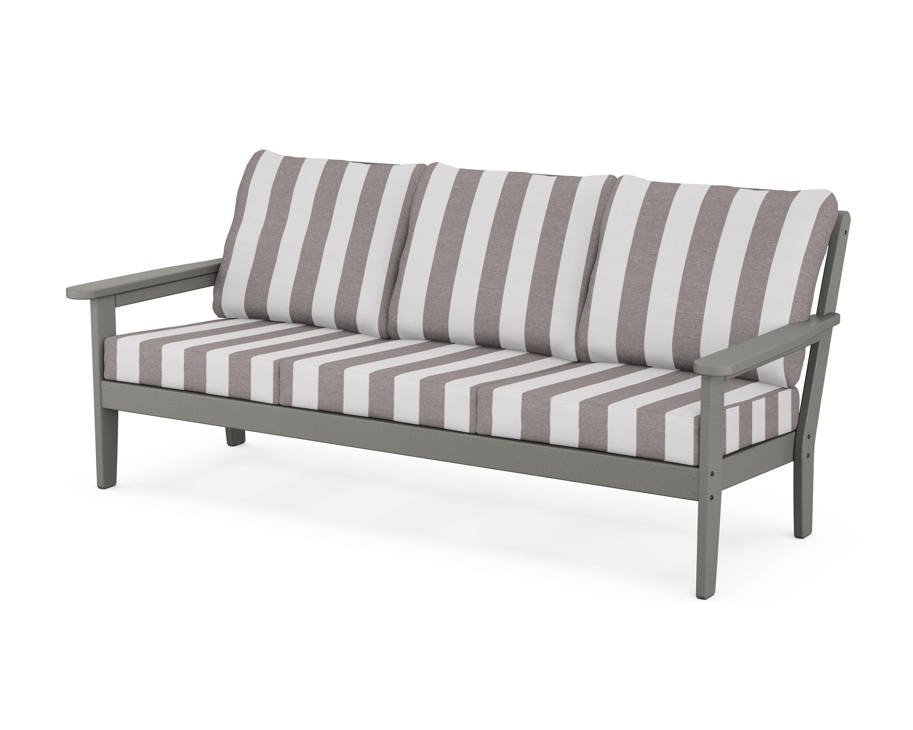 Cottage Deep Seating Sofa in Slate Grey / Cabana Stripe Grey Mist