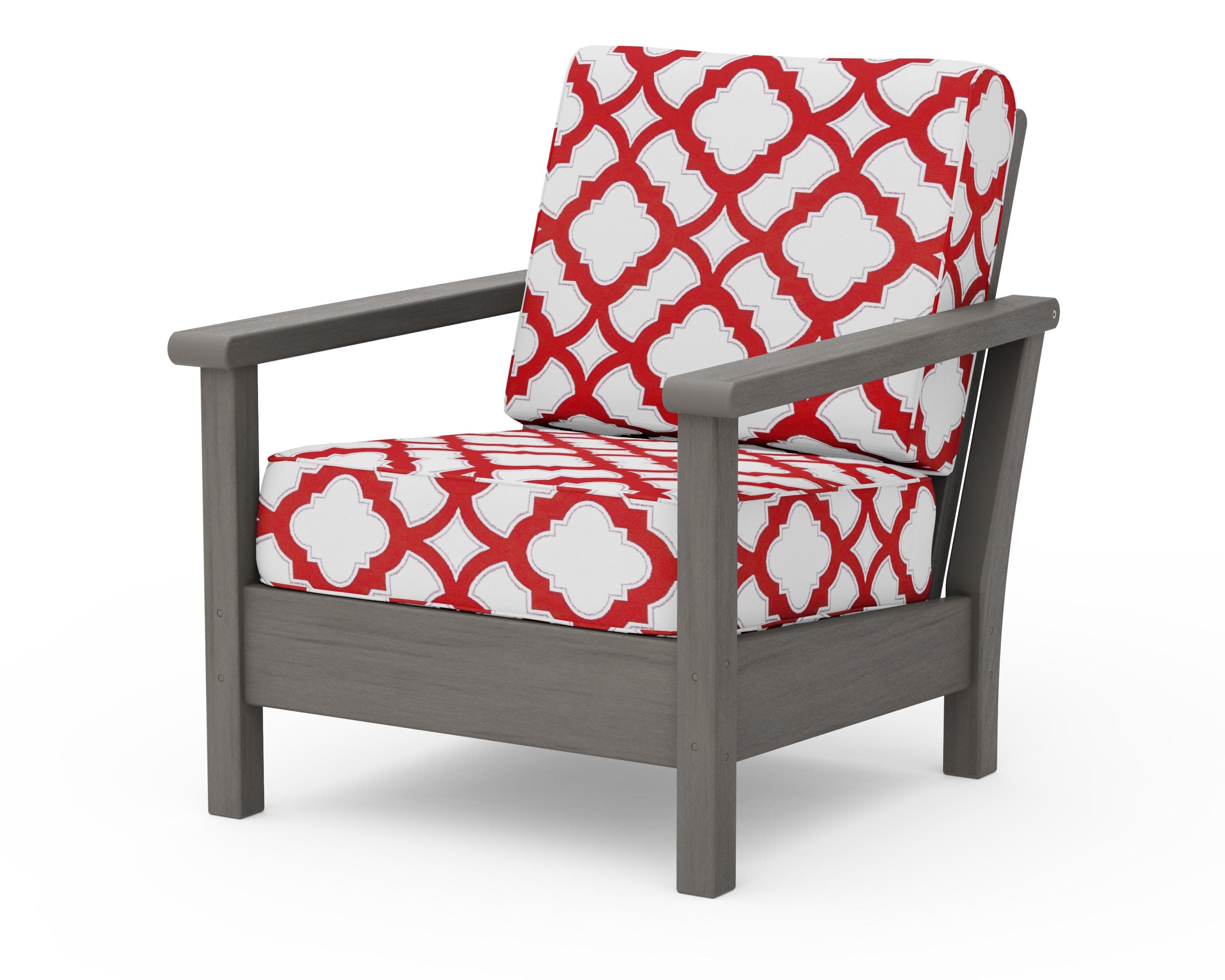 Harbour Deep Seating Chair in Driftwood / Trellis Crimson
