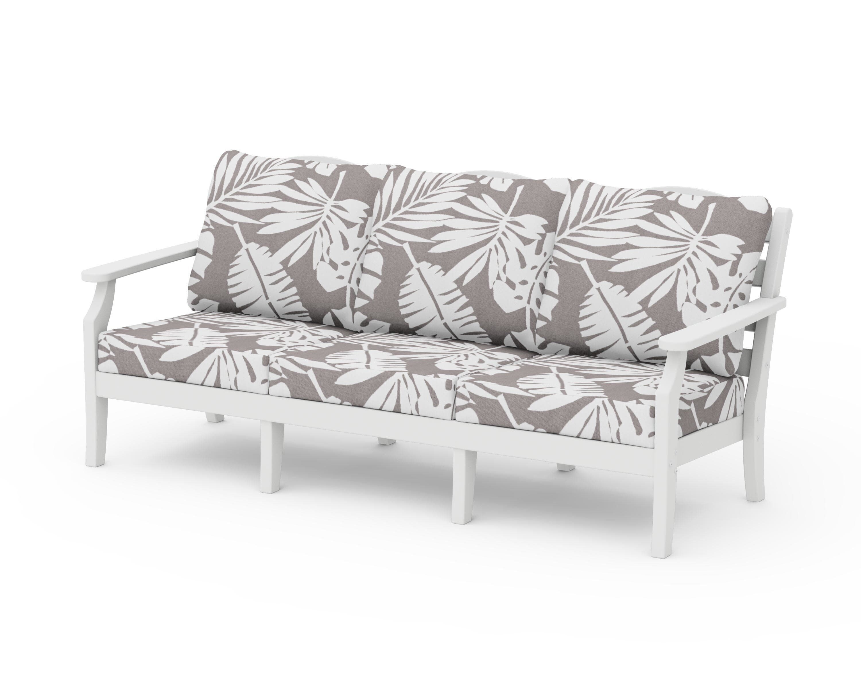 Savannah Deep Seating Sofa in White / Leaf Grey Mist