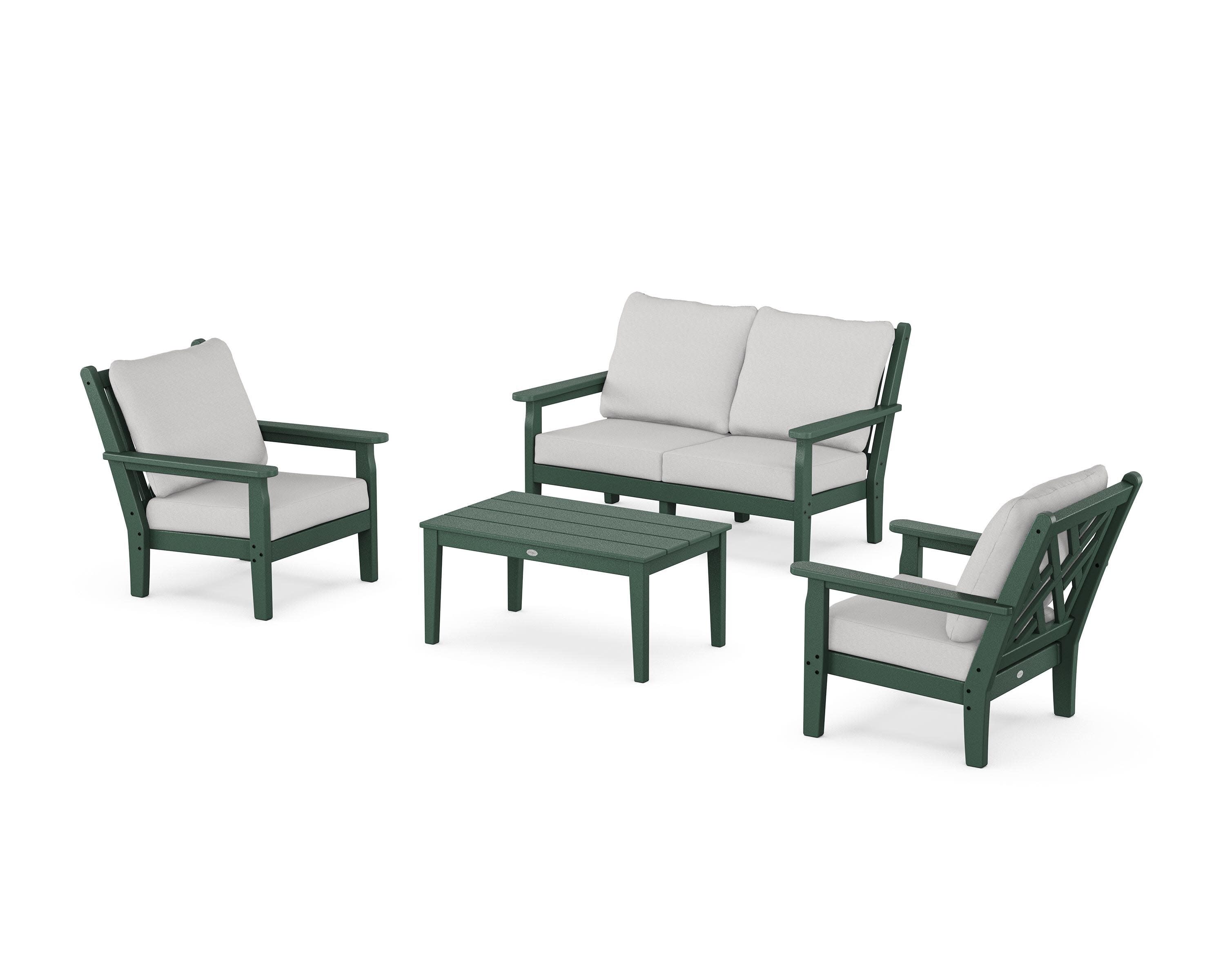 Chippendale 4-Piece Deep Seating Set with Loveseat in Green / Diamond in the Rough