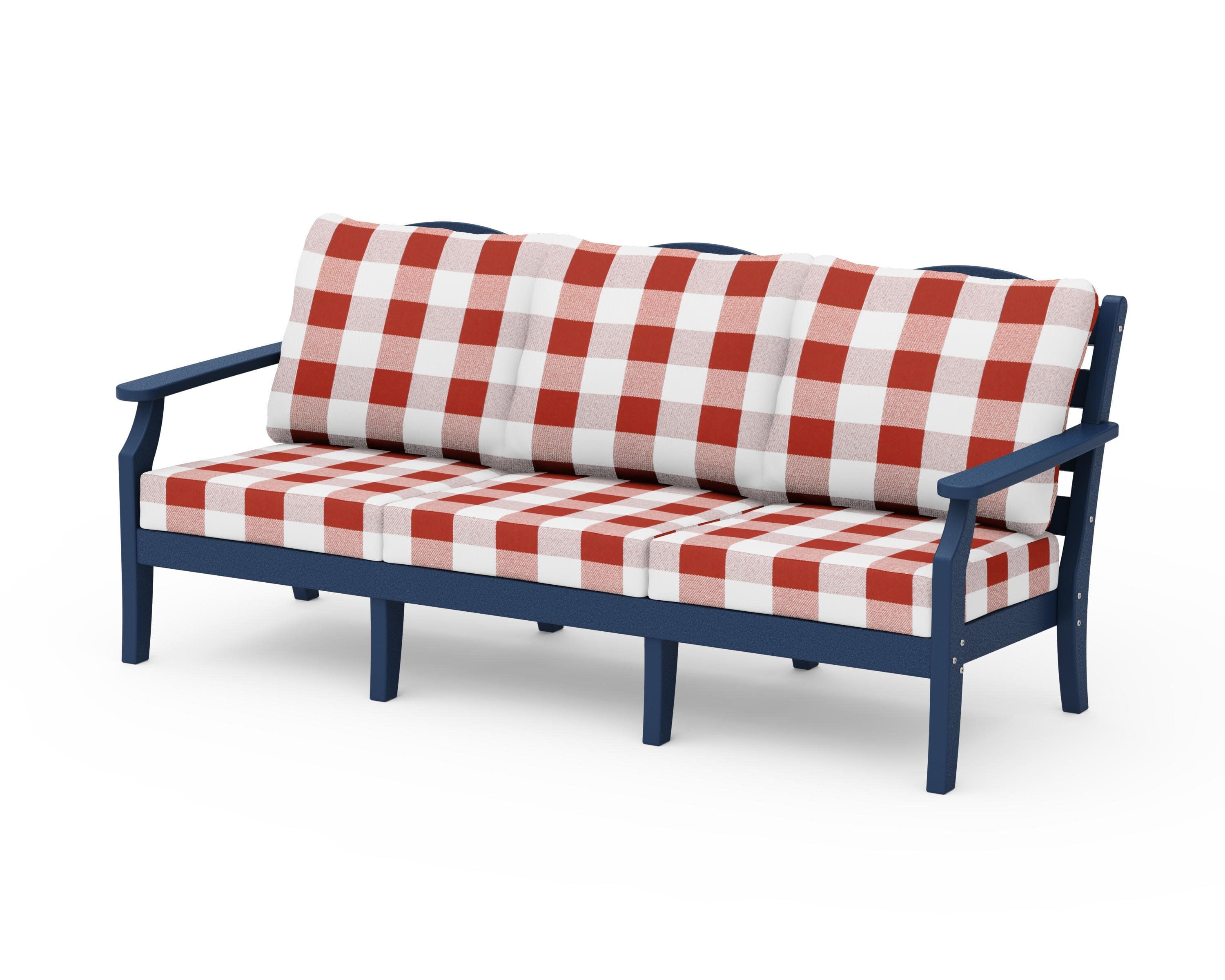 Savannah Deep Seating Sofa in Navy / Buffalo Plaid Crimson