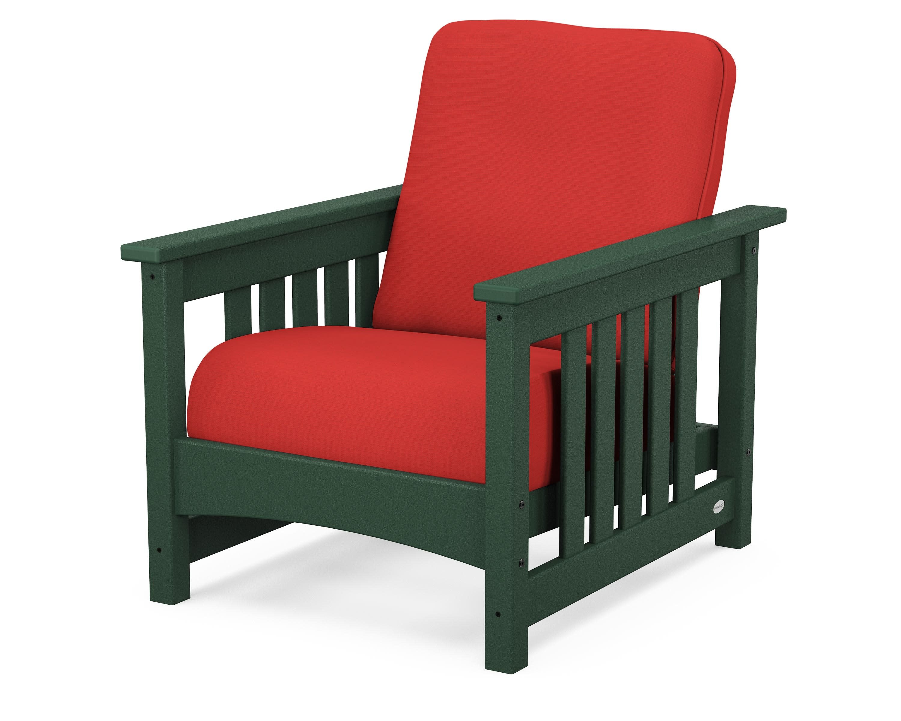 Club Mission Chair in Green / Crimson Linen