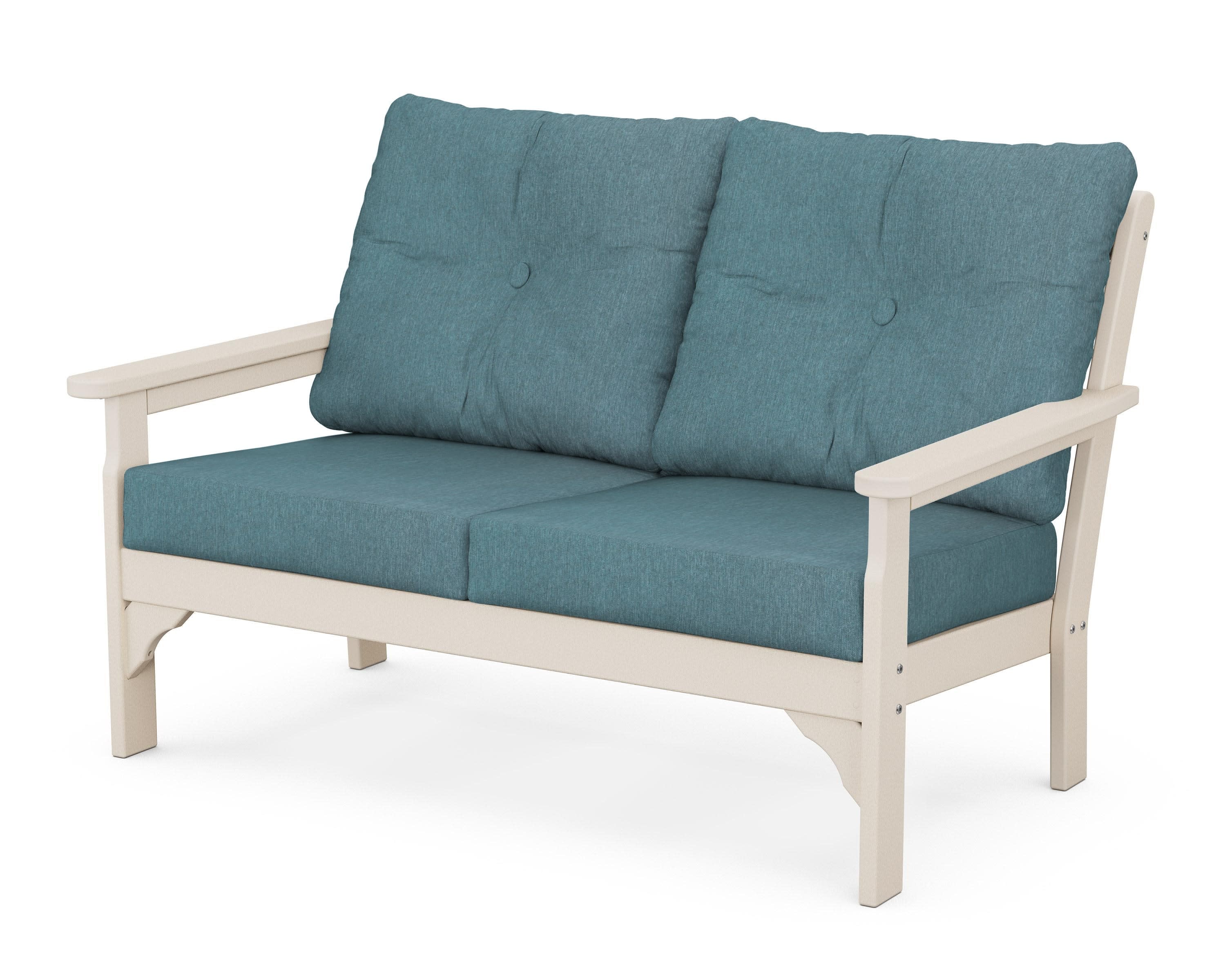 Vineyard Deep Seating Loveseat in Sand / Ocean Teal