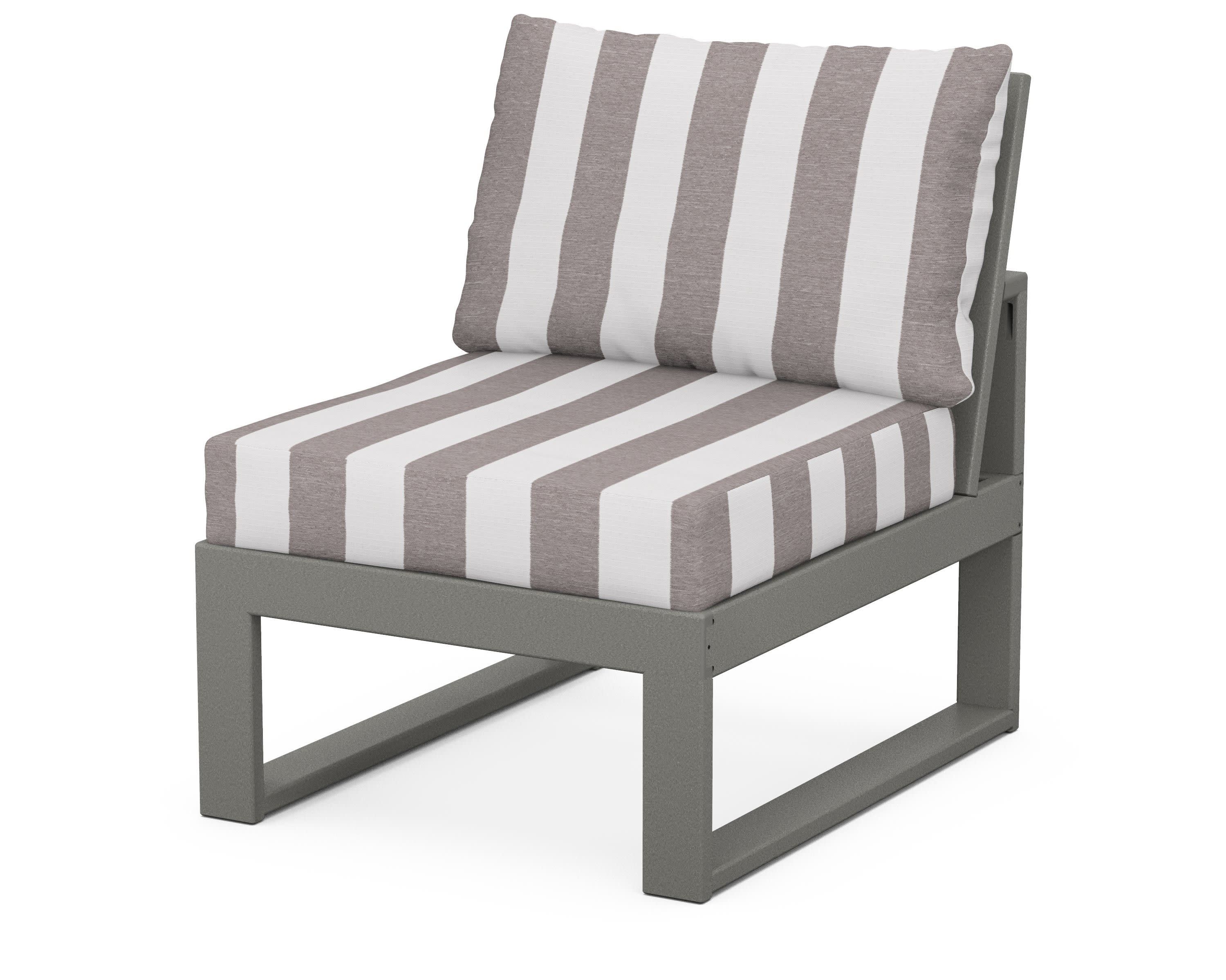 Modular Armless Chair in Slate Grey / Cabana Stripe Grey Mist