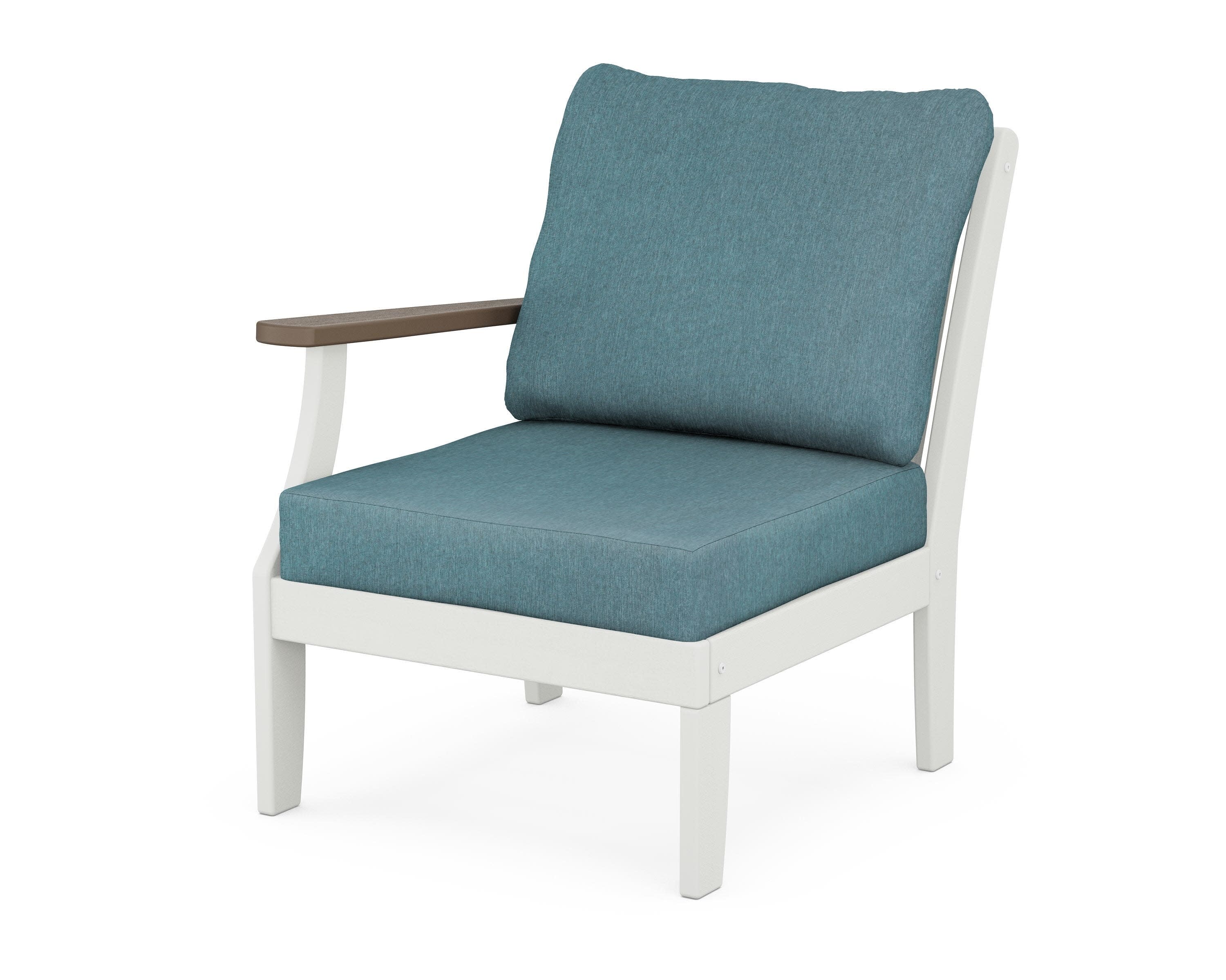 Braxton Modular Left Arm Chair in White / Kona / Ocean Teal