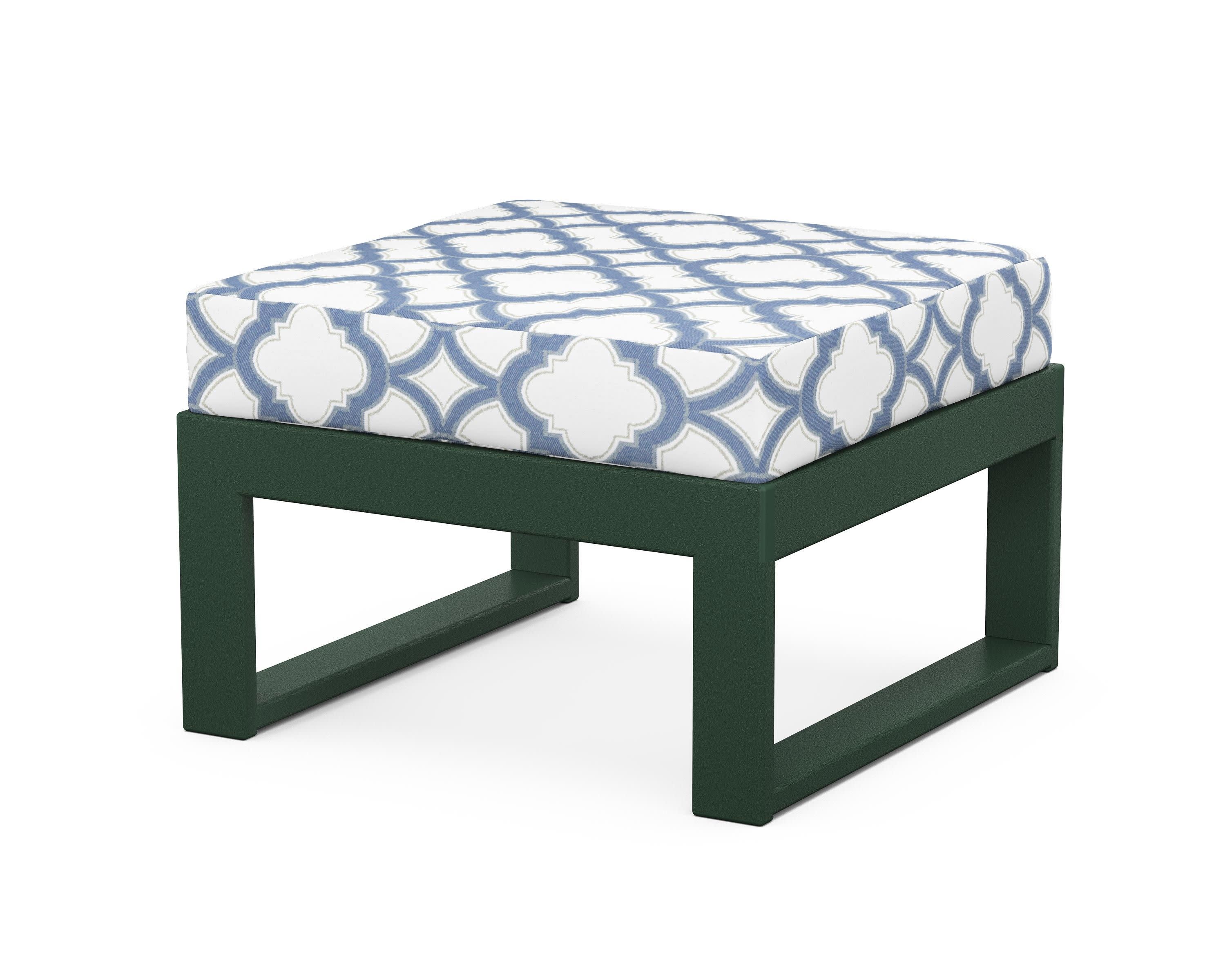Modular Ottoman - Modern in Green / Trellis Sky Blue