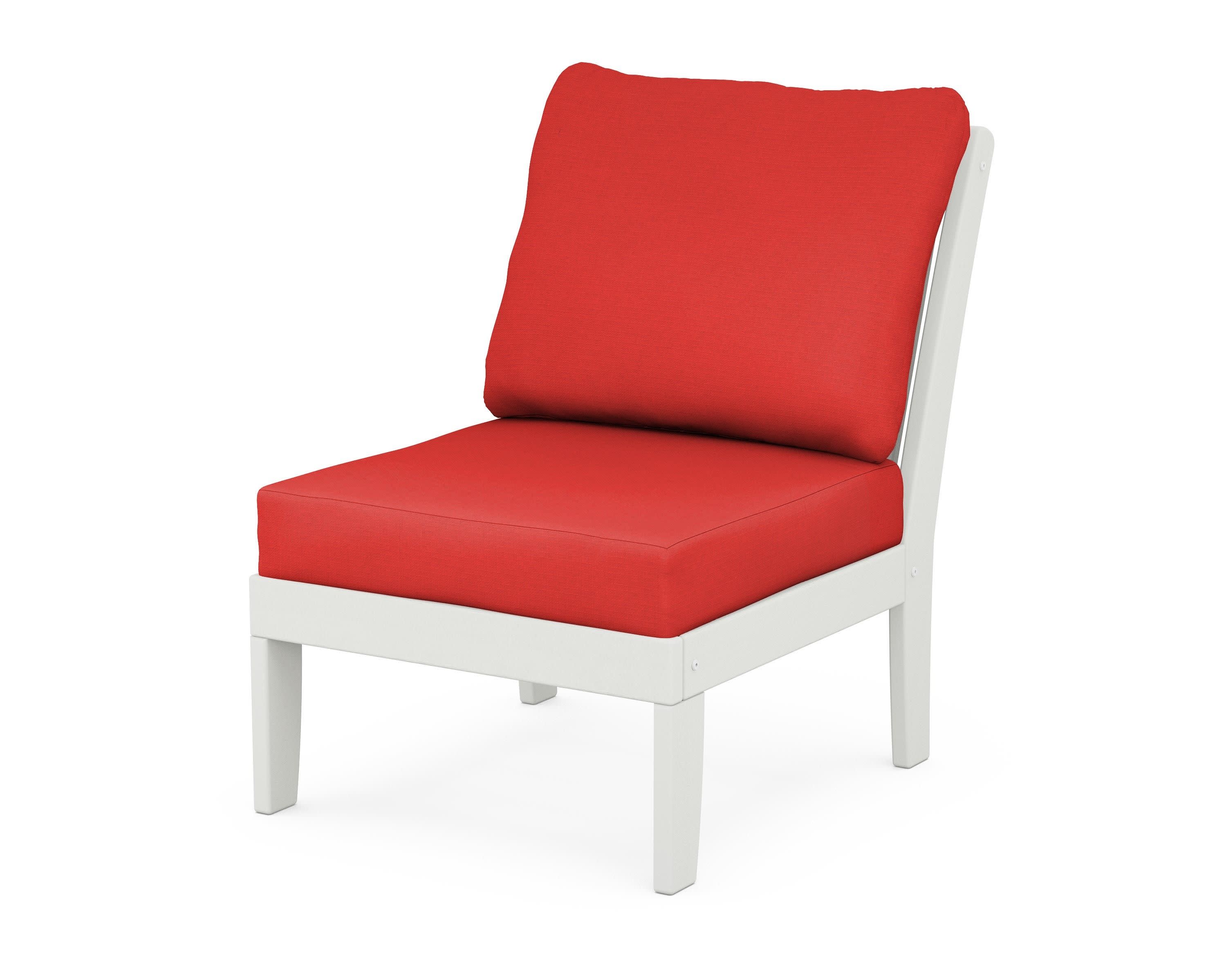 Braxton Modular Armless Chair in Vintage White / Crimson Linen