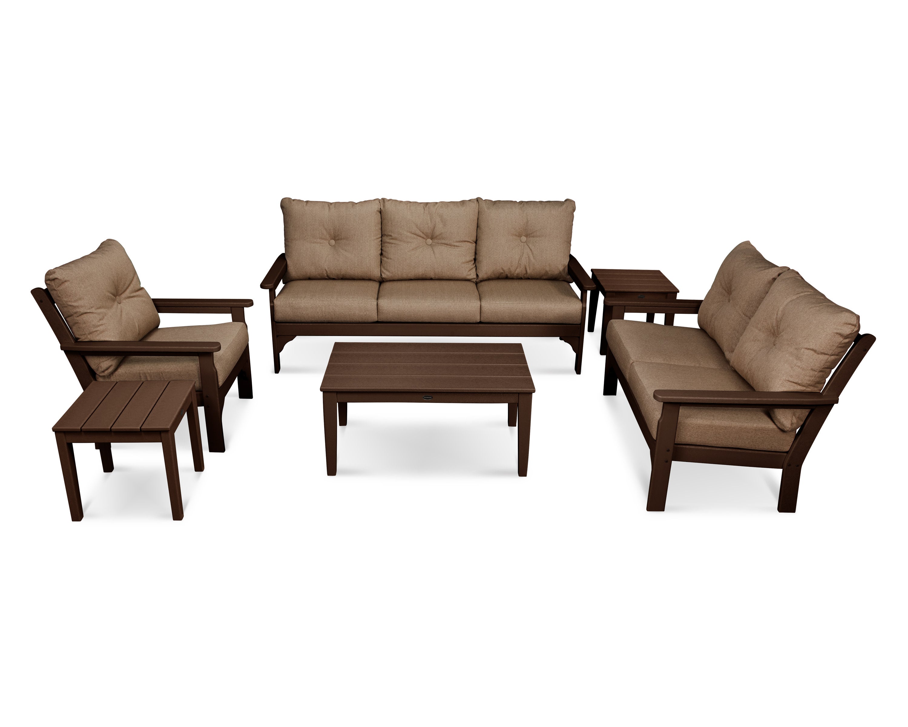 Vineyard 6-Piece Deep Seating Set in Mahogany / Sesame