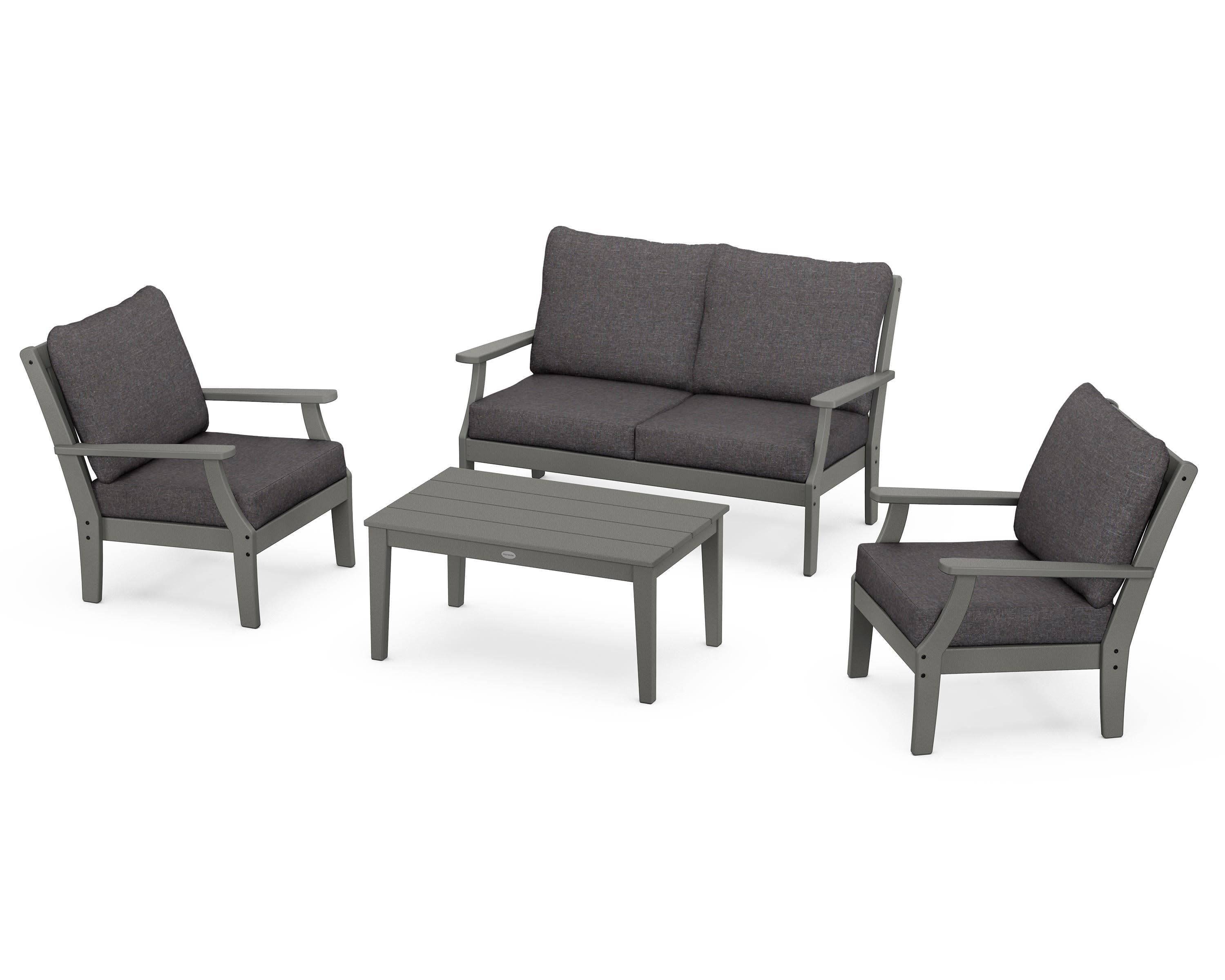 Braxton 4-Piece Deep Seating Chair Set in Slate Grey / Ash Charcoal
