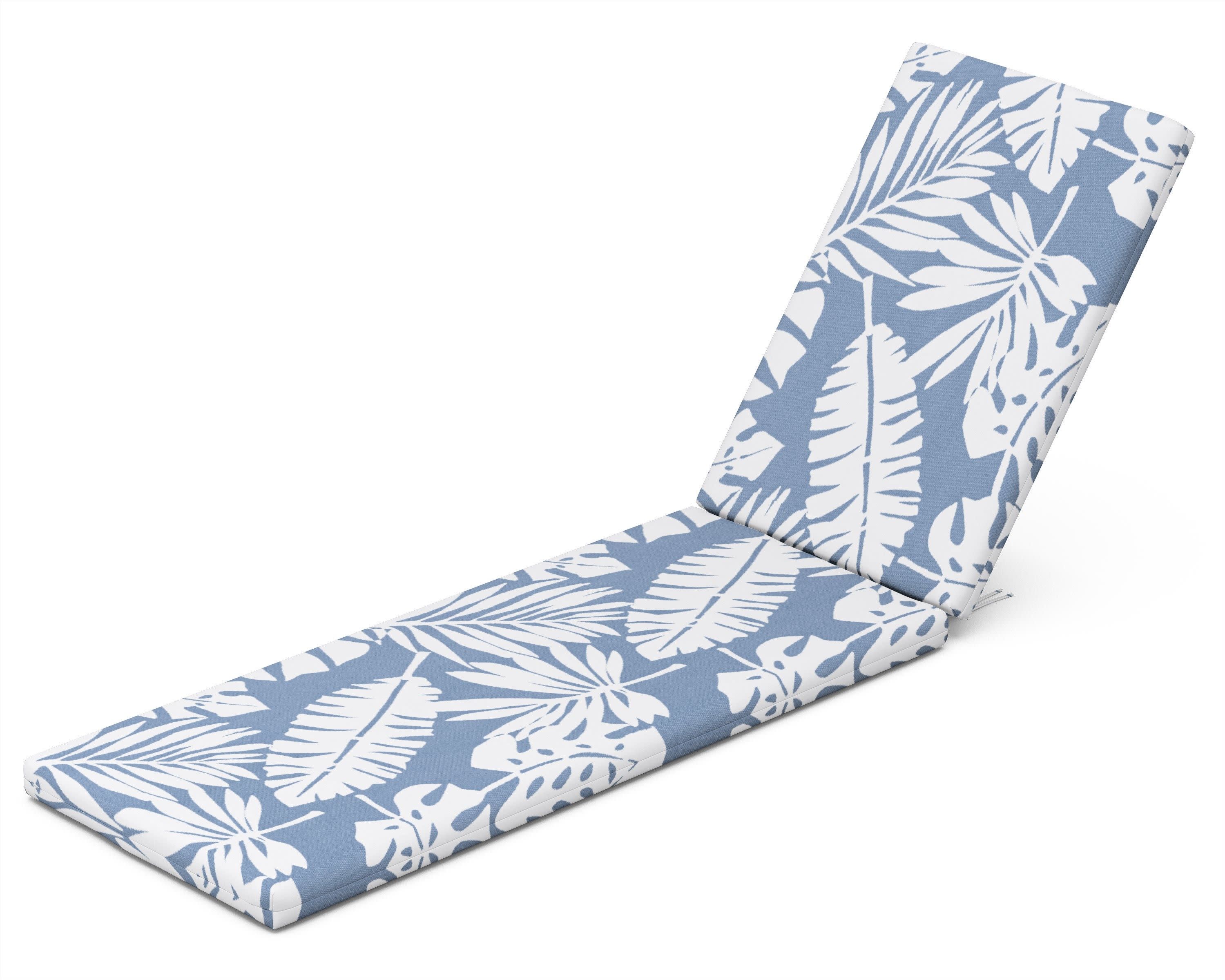 Chaise Seat/Back Pad in Leaf Sky Blue