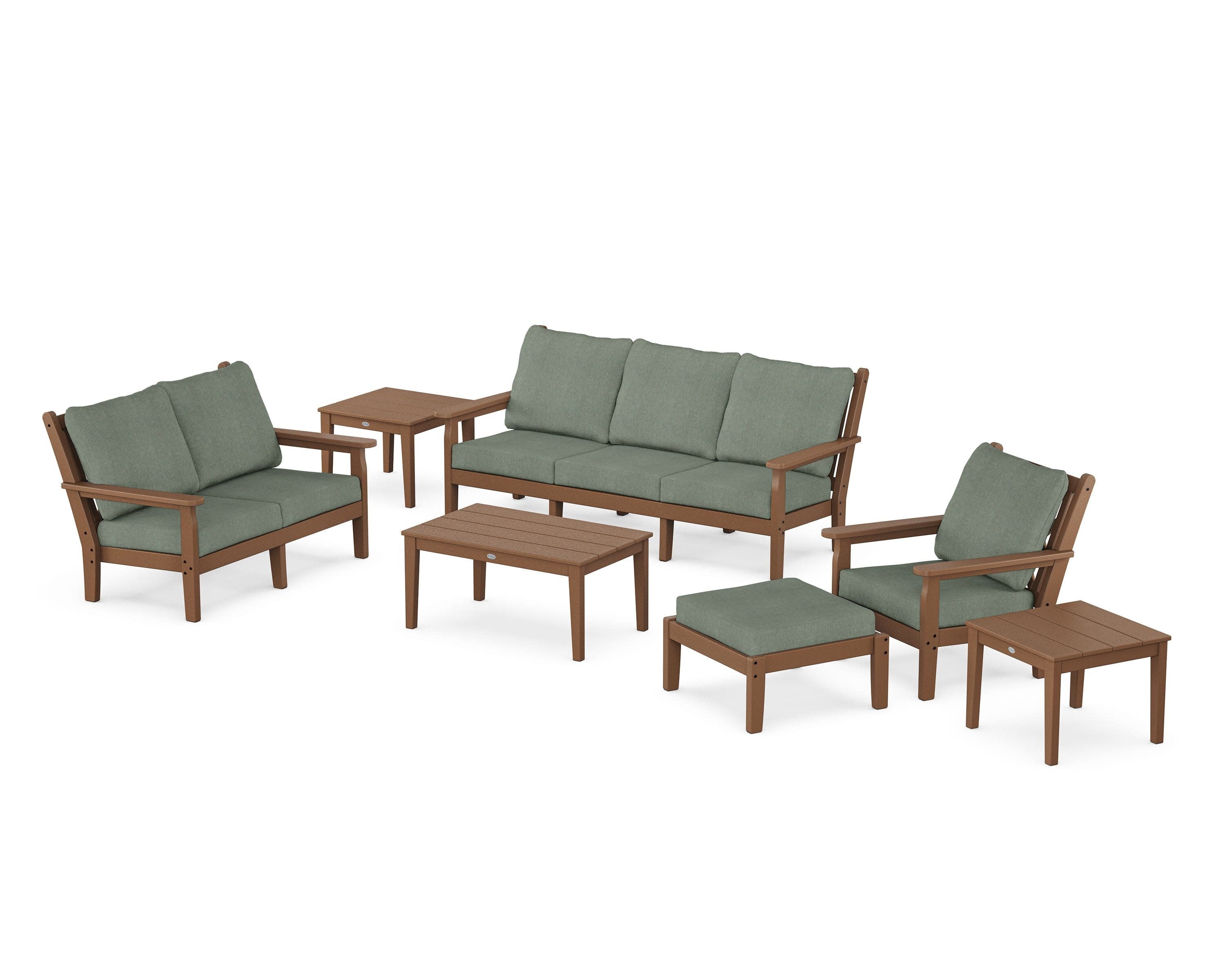 Chippendale 7-Piece Deep Seating Set in Teak / Cast Sage