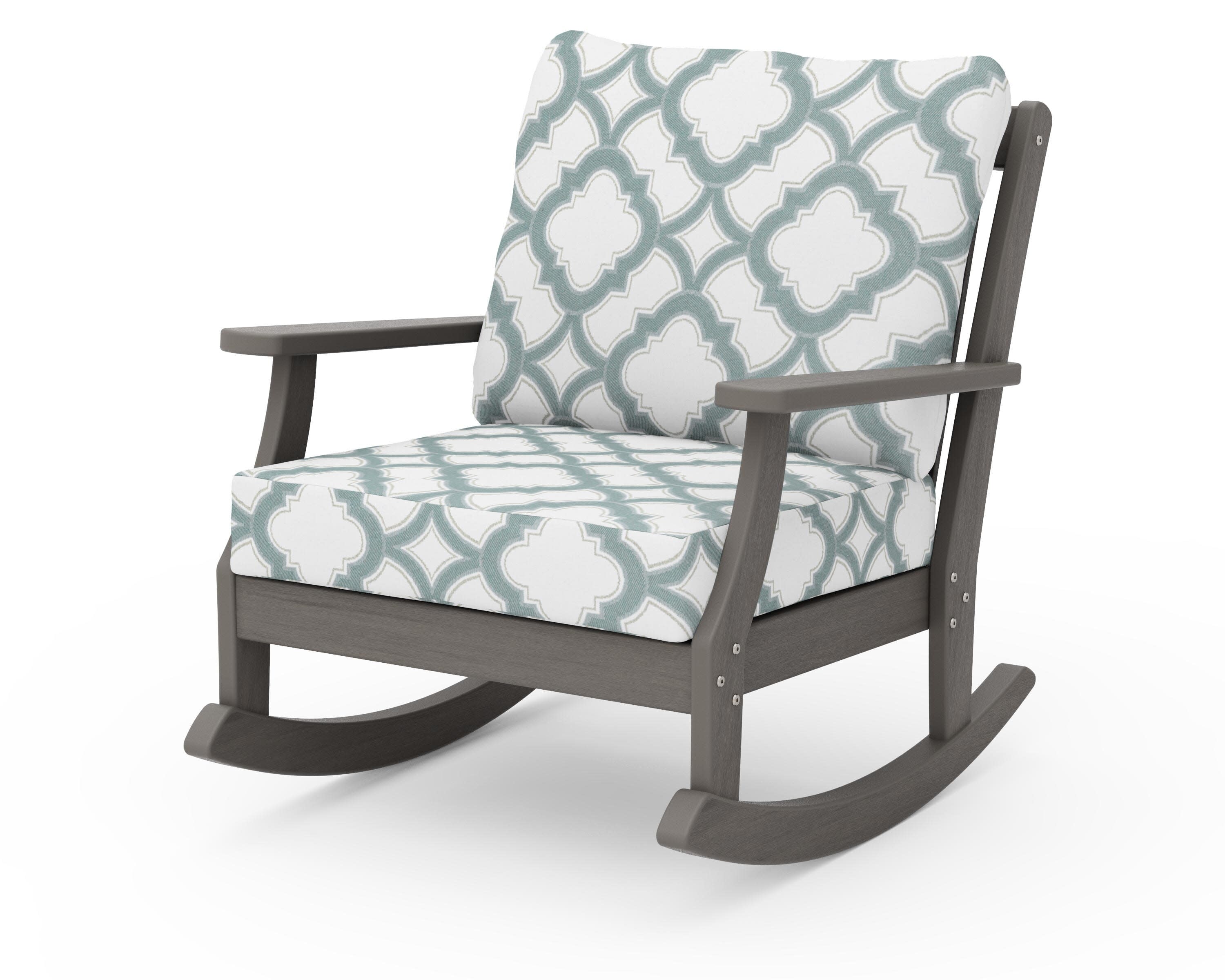 Braxton Deep Seating Rocking Chair in Driftwood / Trellis Glacier Spa