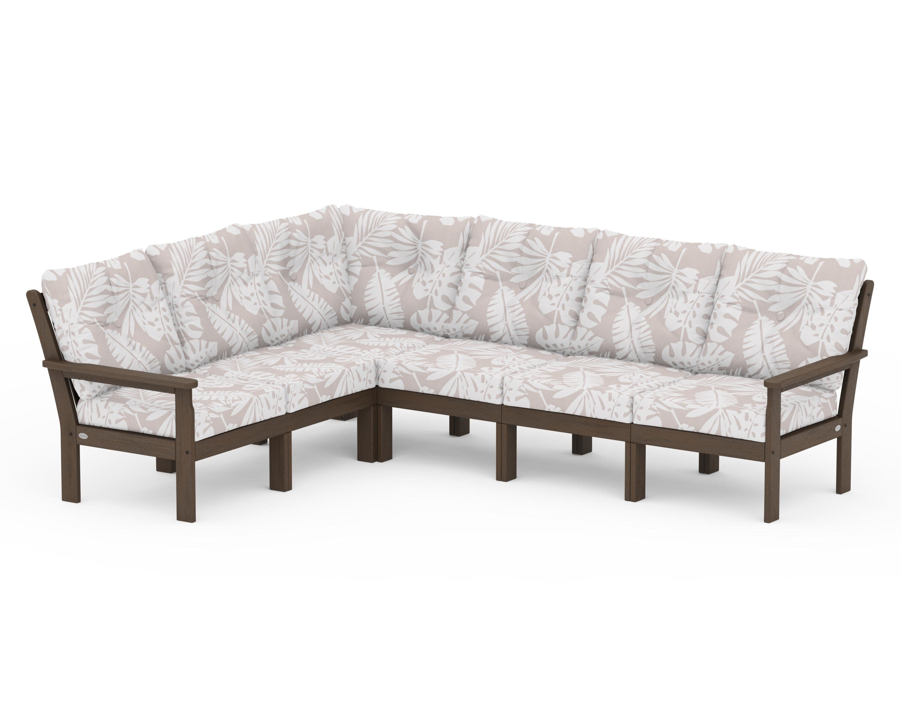 Vineyard 6-Piece Sectional in Kona / Leaf Dune Burlap