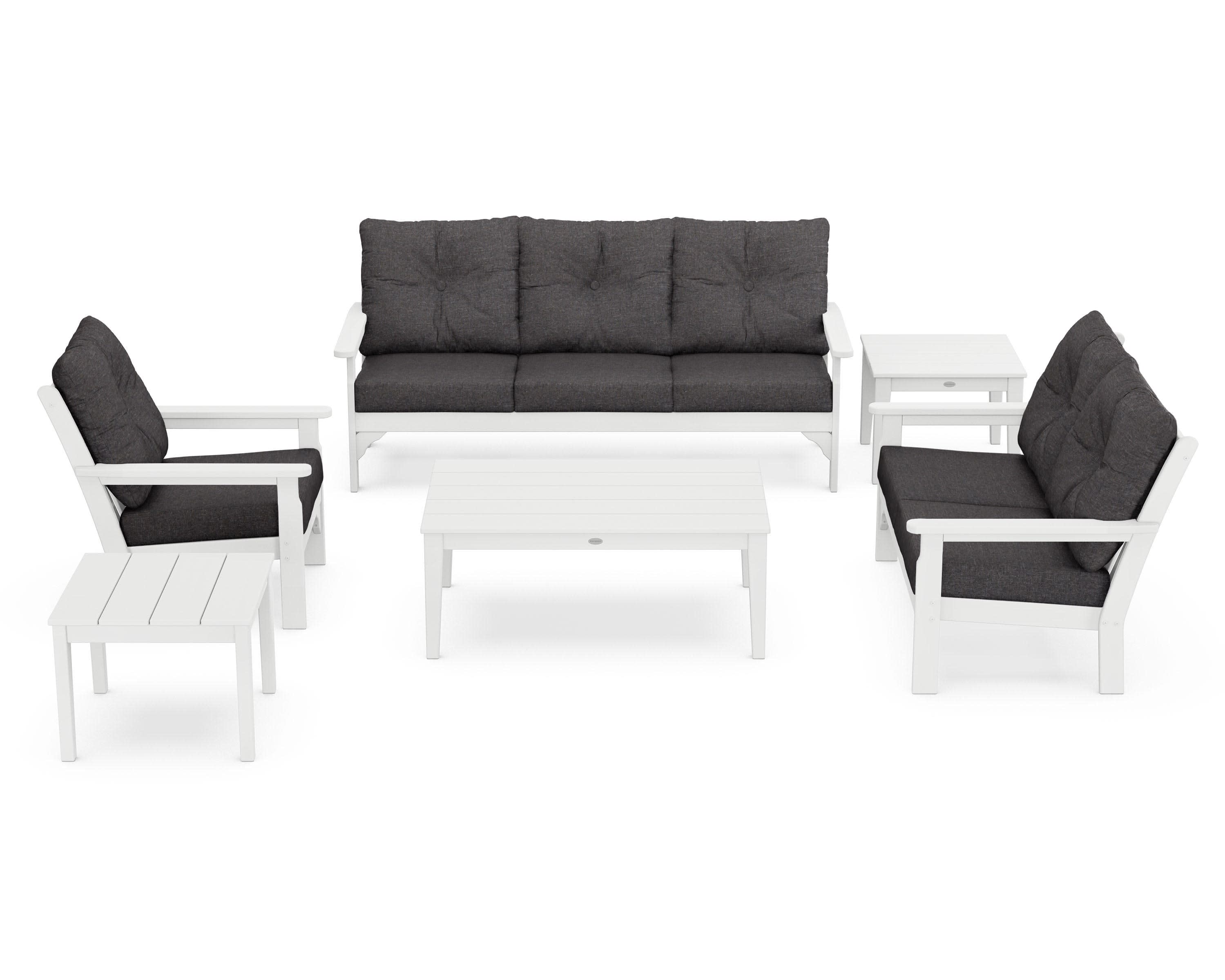 Vineyard 6-Piece Deep Seating Set in White / Ash Charcoal