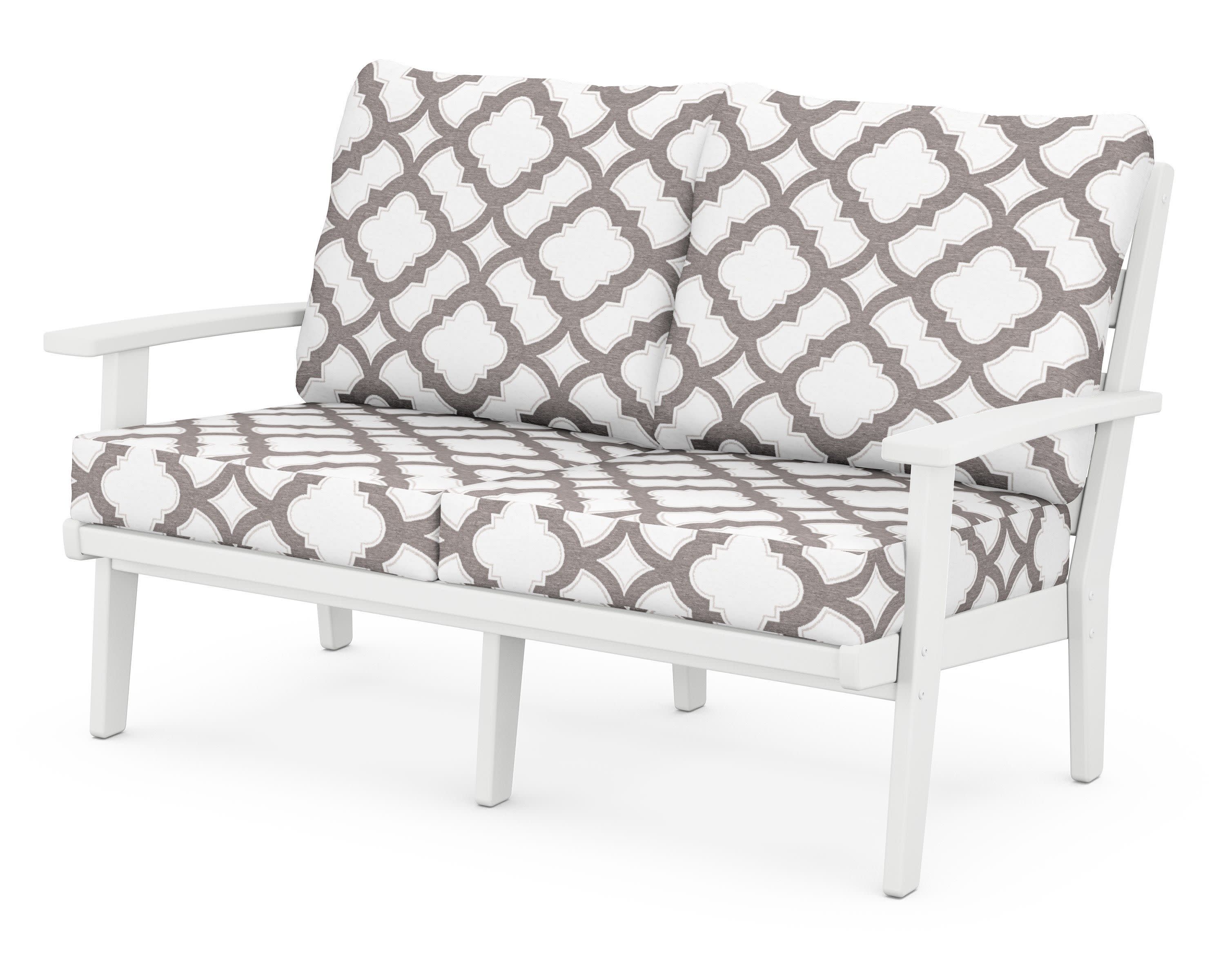 Grant Park Deep Seating Loveseat in White / Trellis Grey Mist