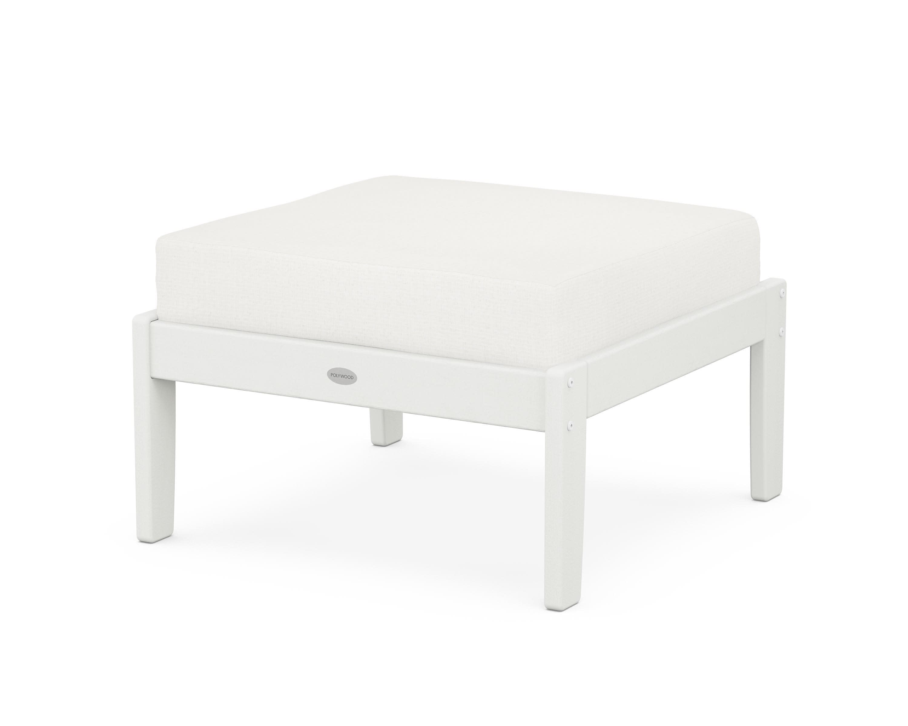 Braxton Deep Seating Ottoman in Vintage White / Natural Linen