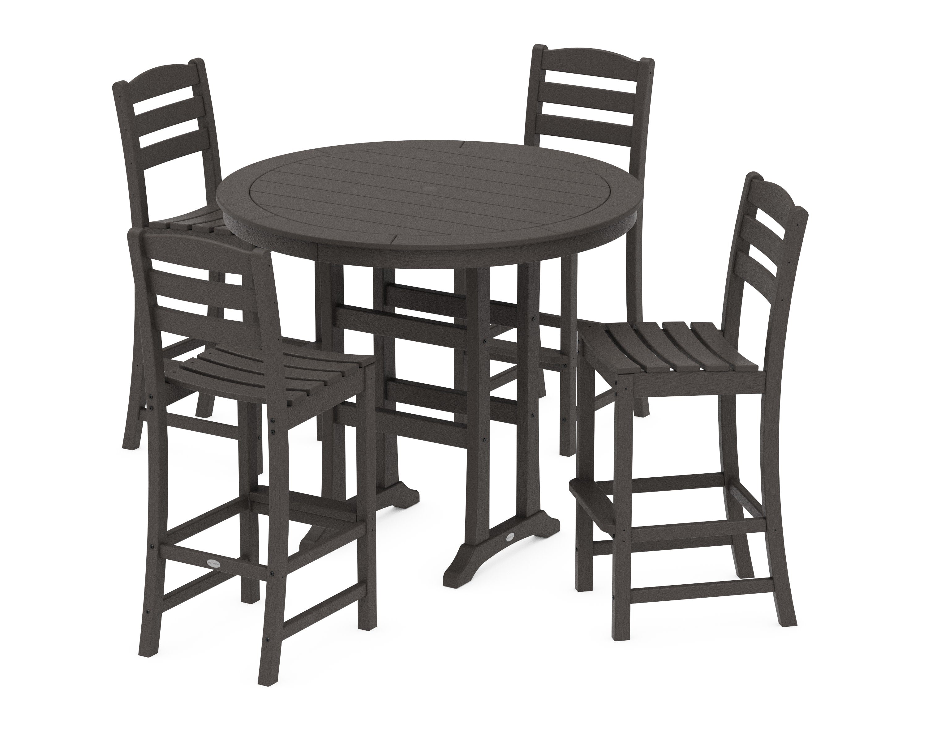 La Casa Caf 5-Piece Side Chair Bar Dining Set in Vintage Coffee