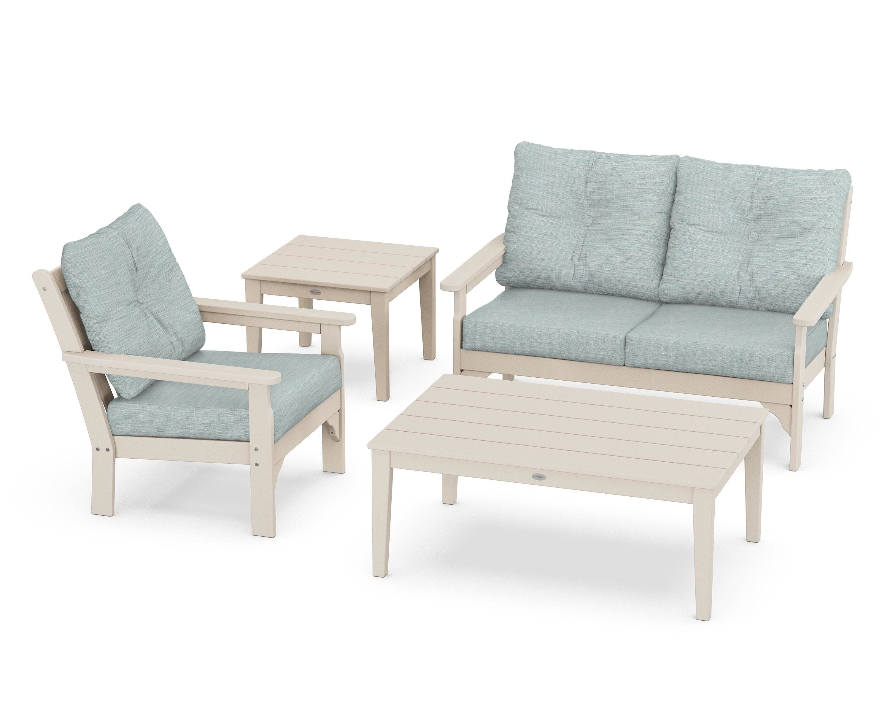 Vineyard 4-Piece Deep Seating Set in Sand / Soothe Mist