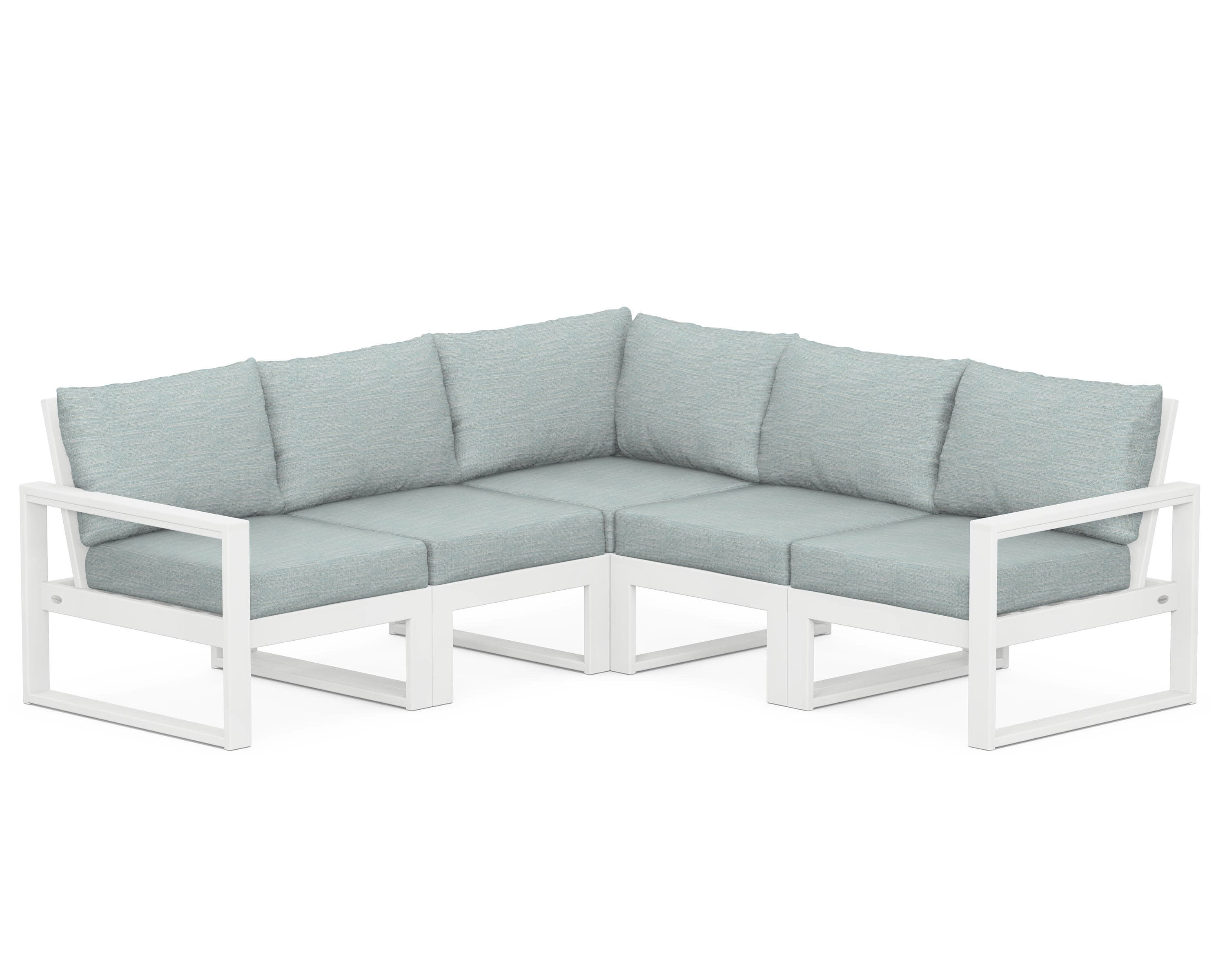 EDGE 5-Piece Modular Deep Seating Set in White / Soothe Mist