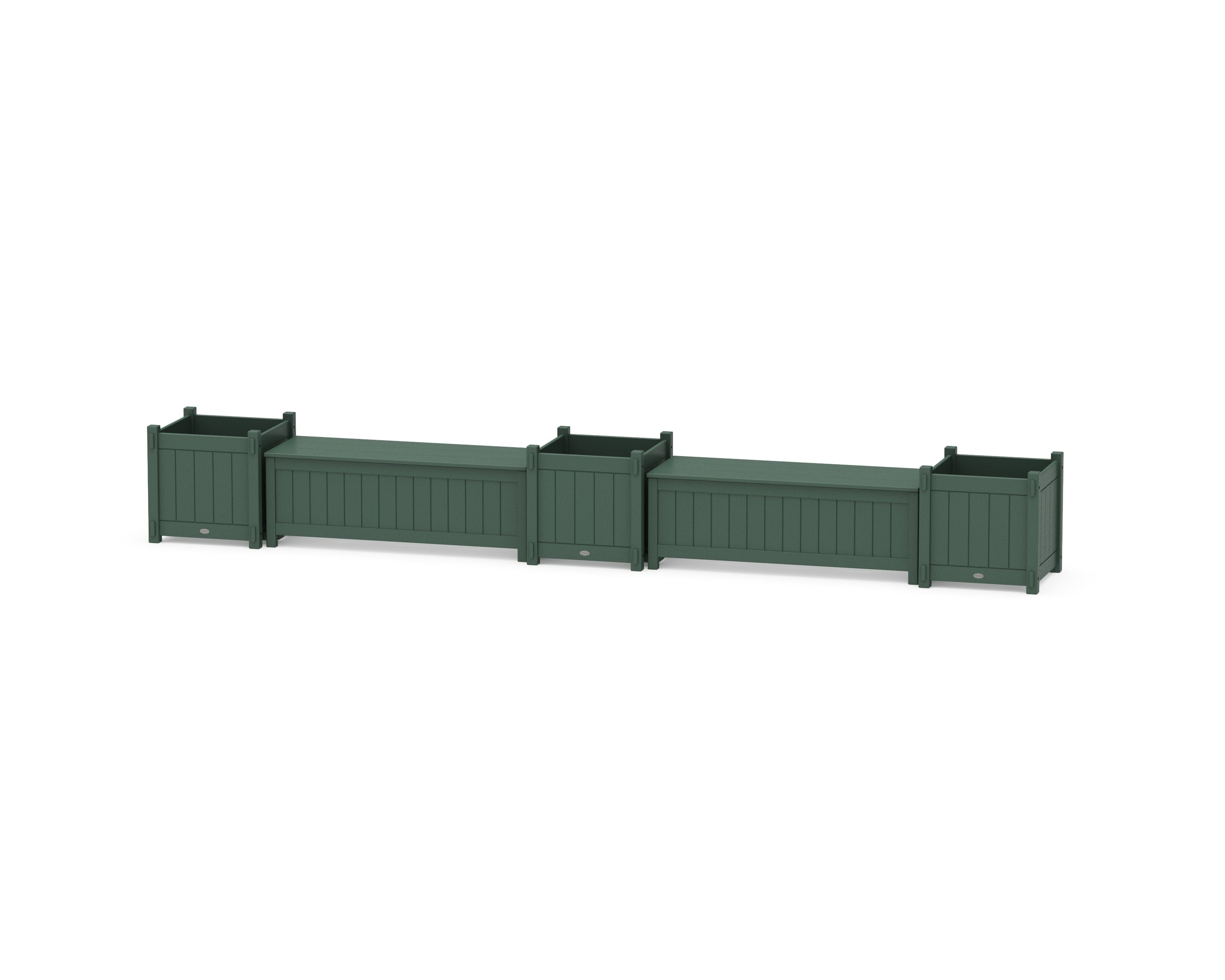 48" Vineyard Straight Double Planter Storage Bench Set- Large in Green