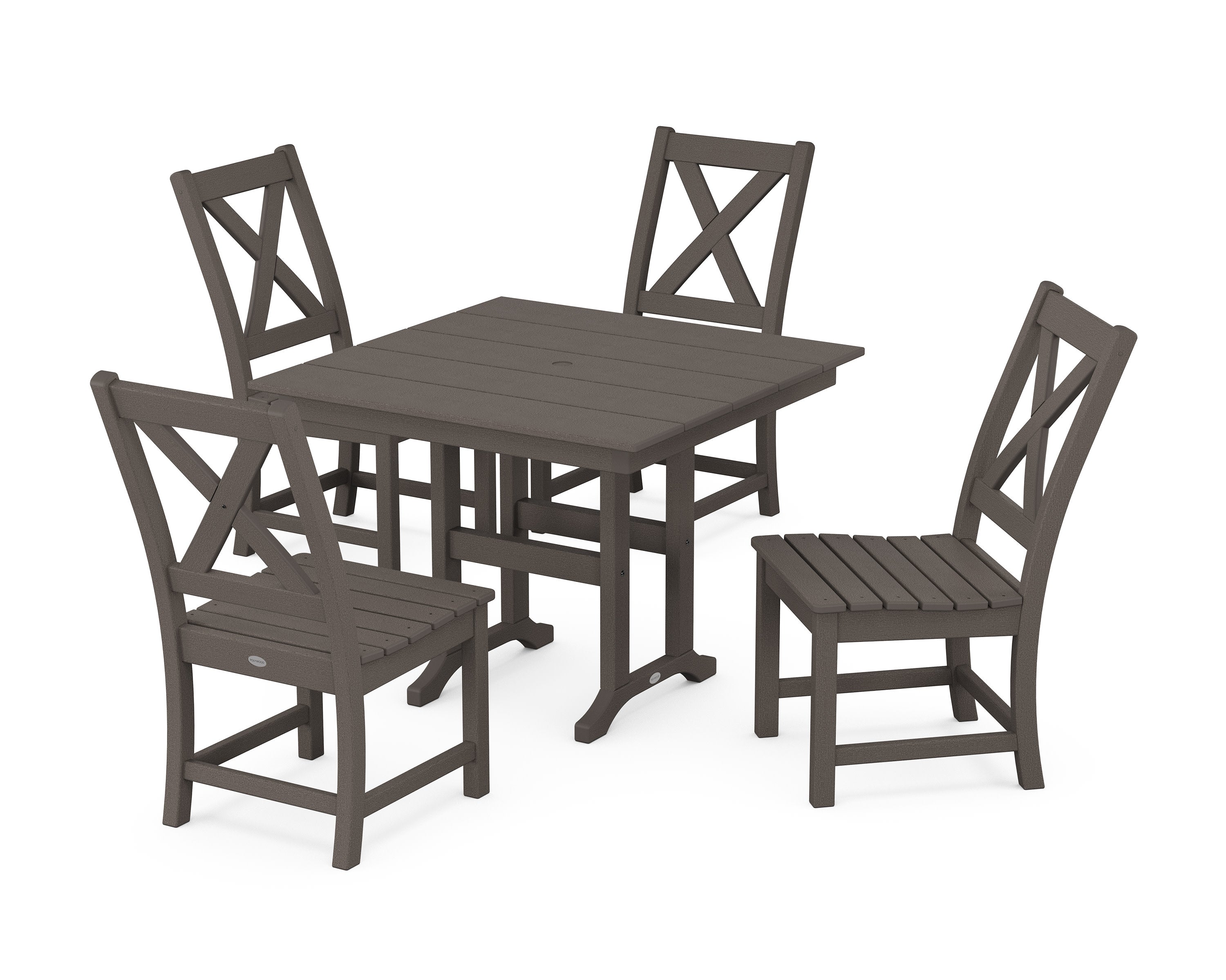 Braxton Side Chair 5-Piece Farmhouse Dining Set in Vintage Coffee