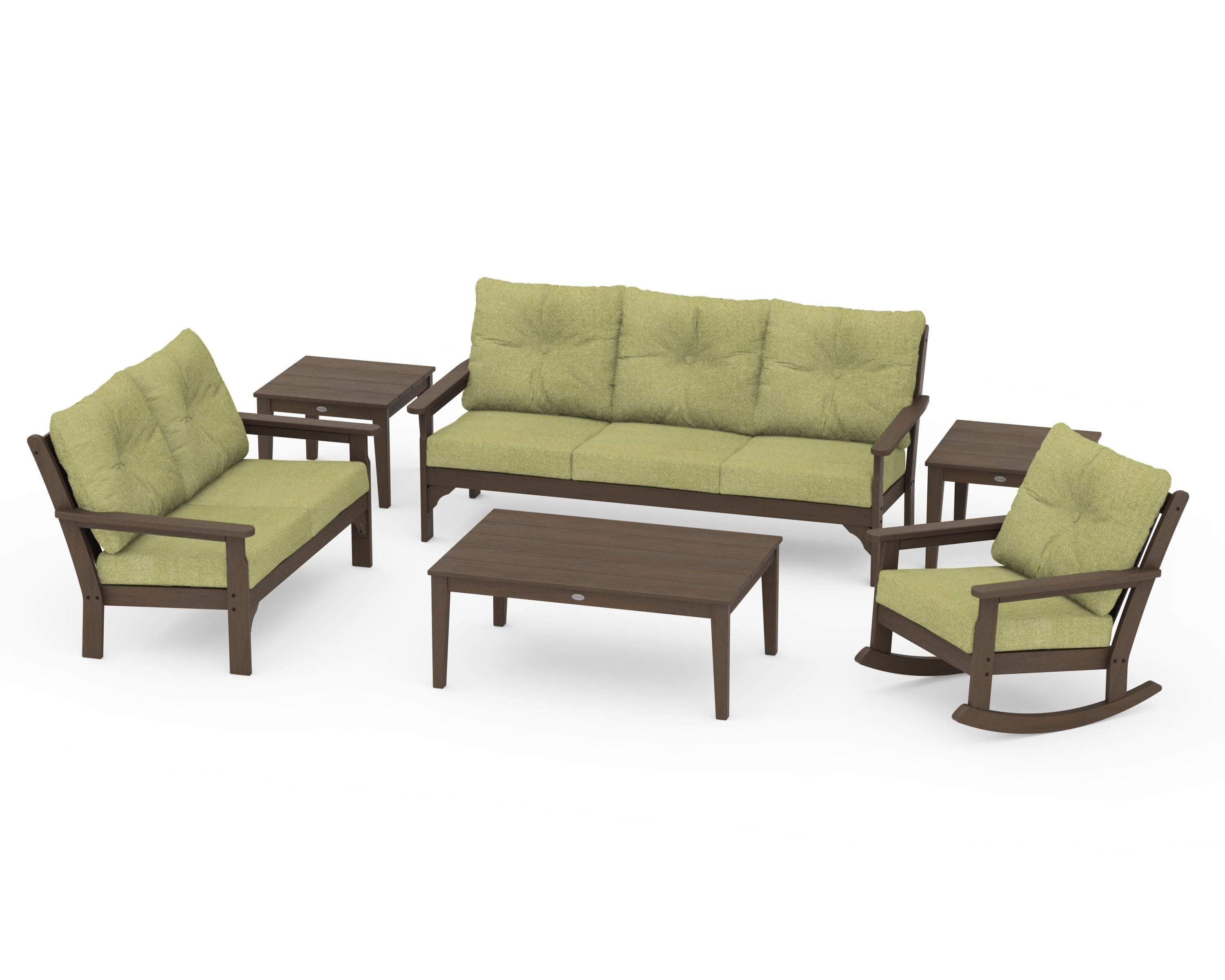 Vineyard 6-Piece Deep Seating Set in Kona / Chartreuse Boucle
