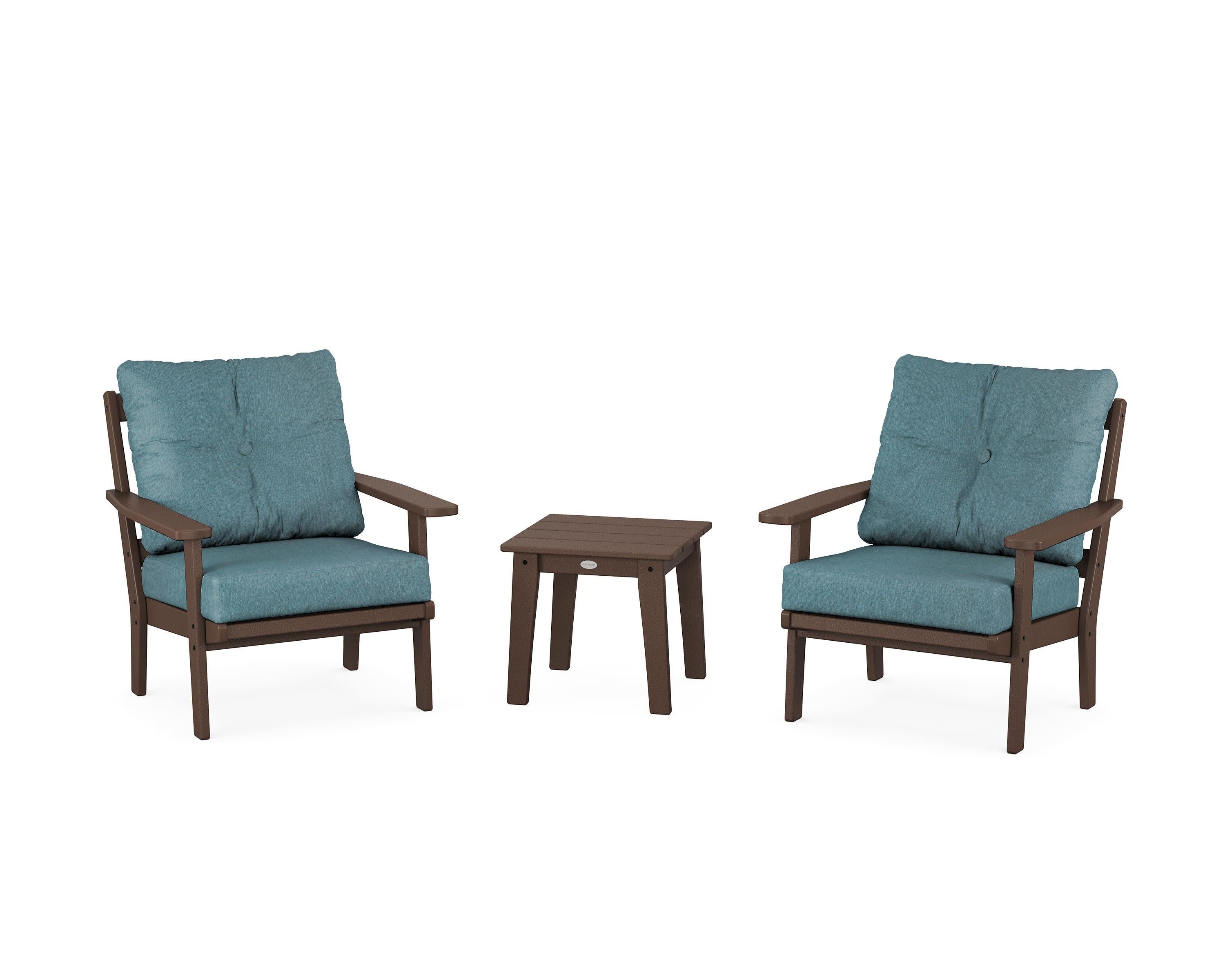 Oxford 3-Piece Deep Seating Set in Mahogany / Ocean Teal