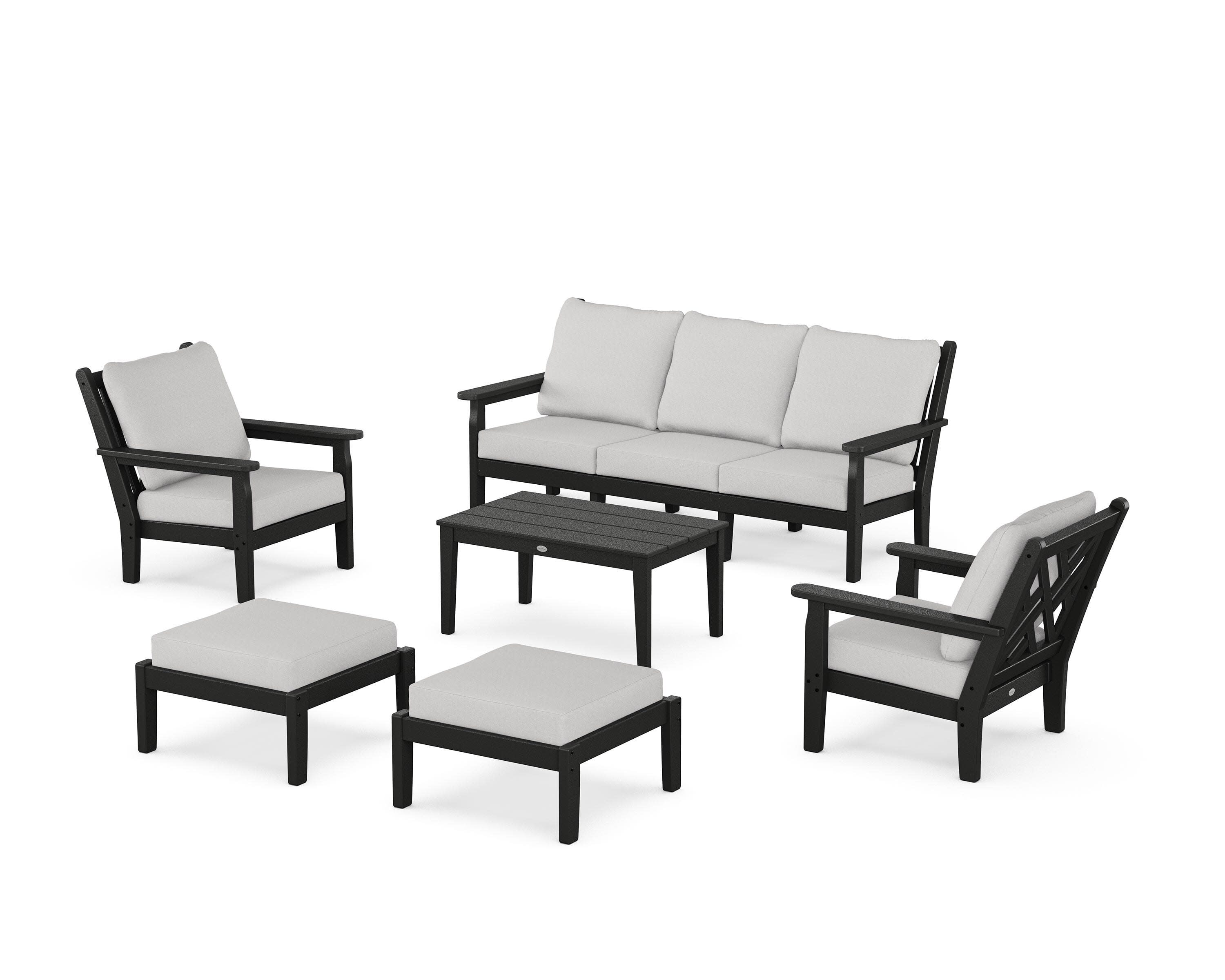 Chippendale 6-Piece Lounge Sofa Set in Black / Diamond in the Rough